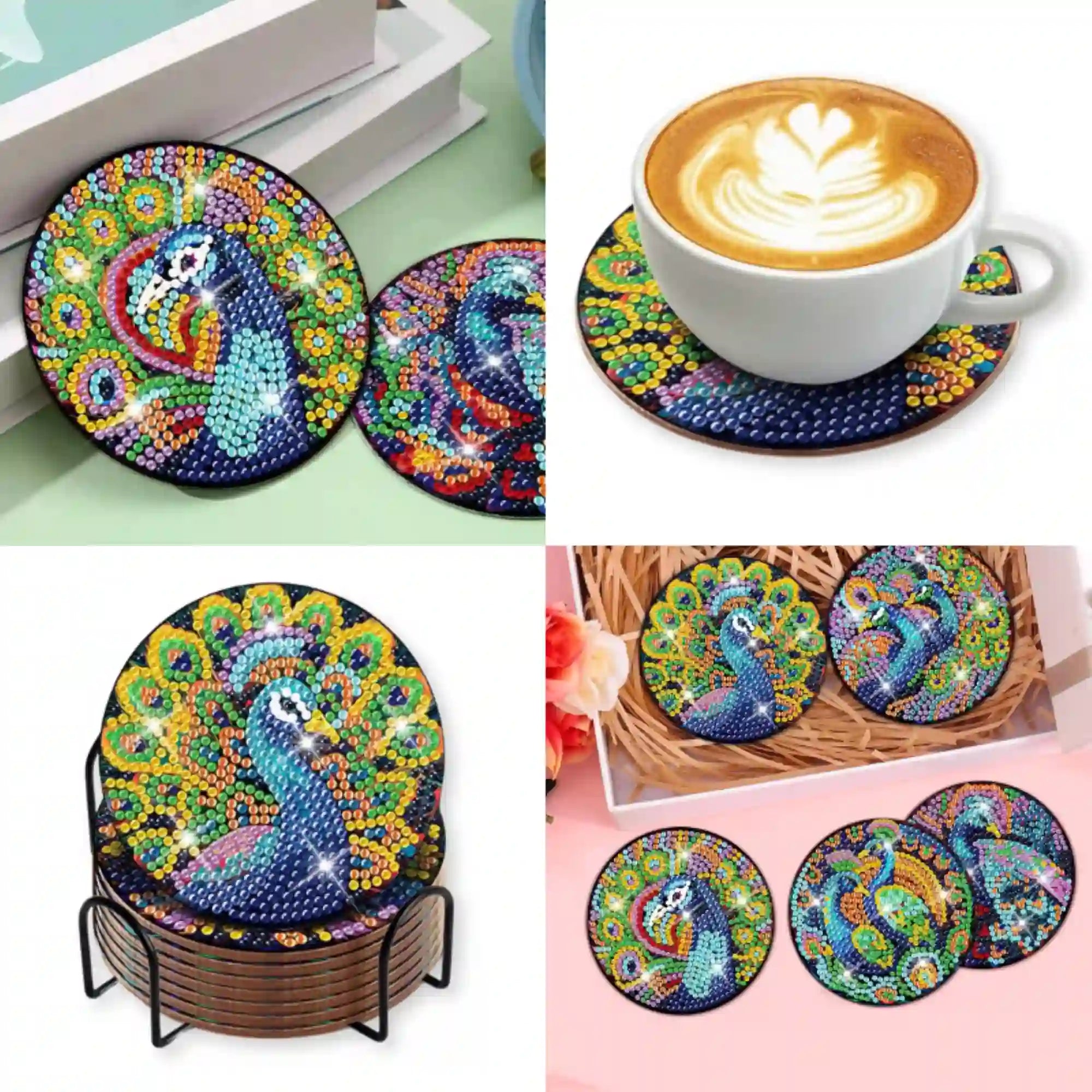Diamond Painting - Coaster "Colorful Peacock"