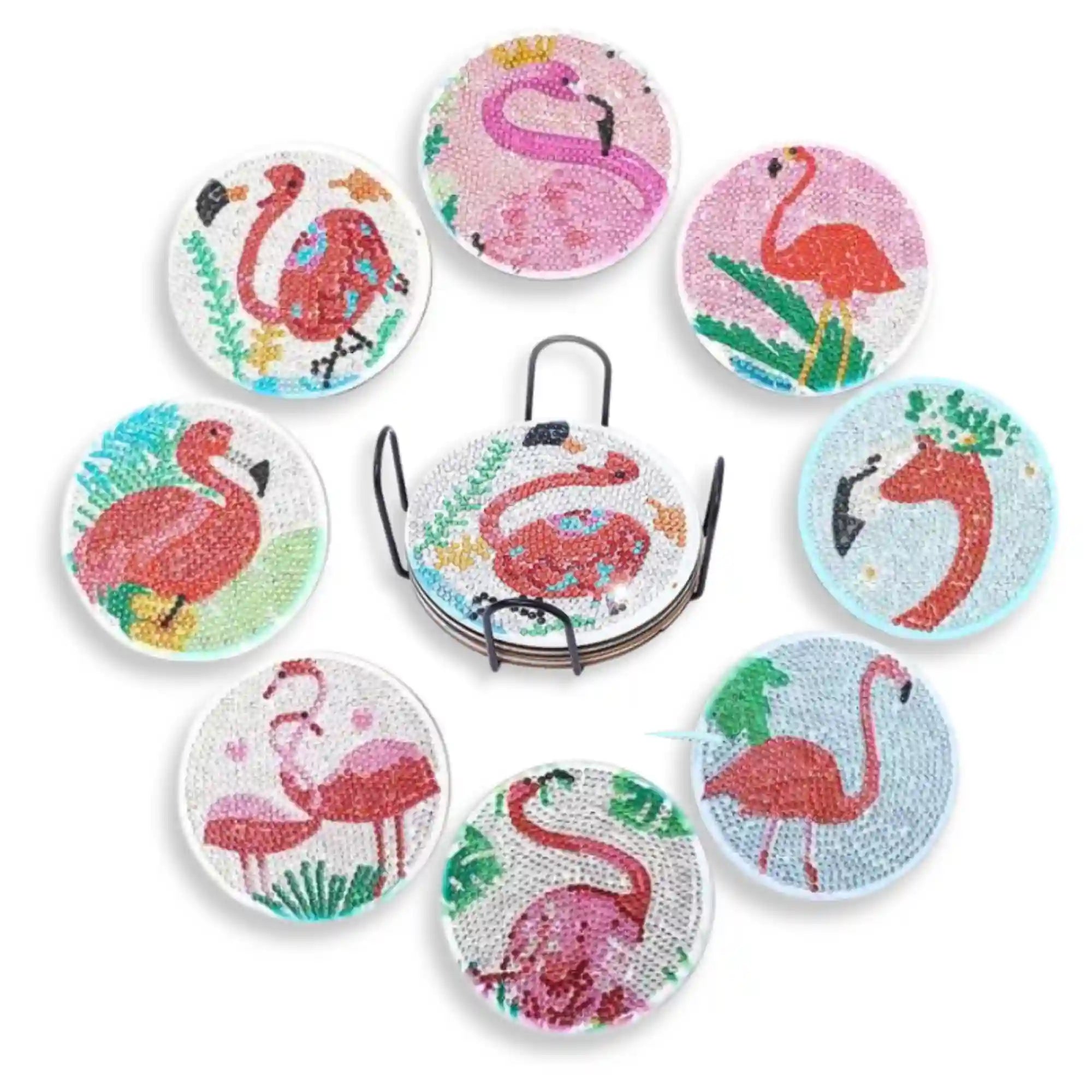 Diamond Painting - Coaster "Pink Flamingos"