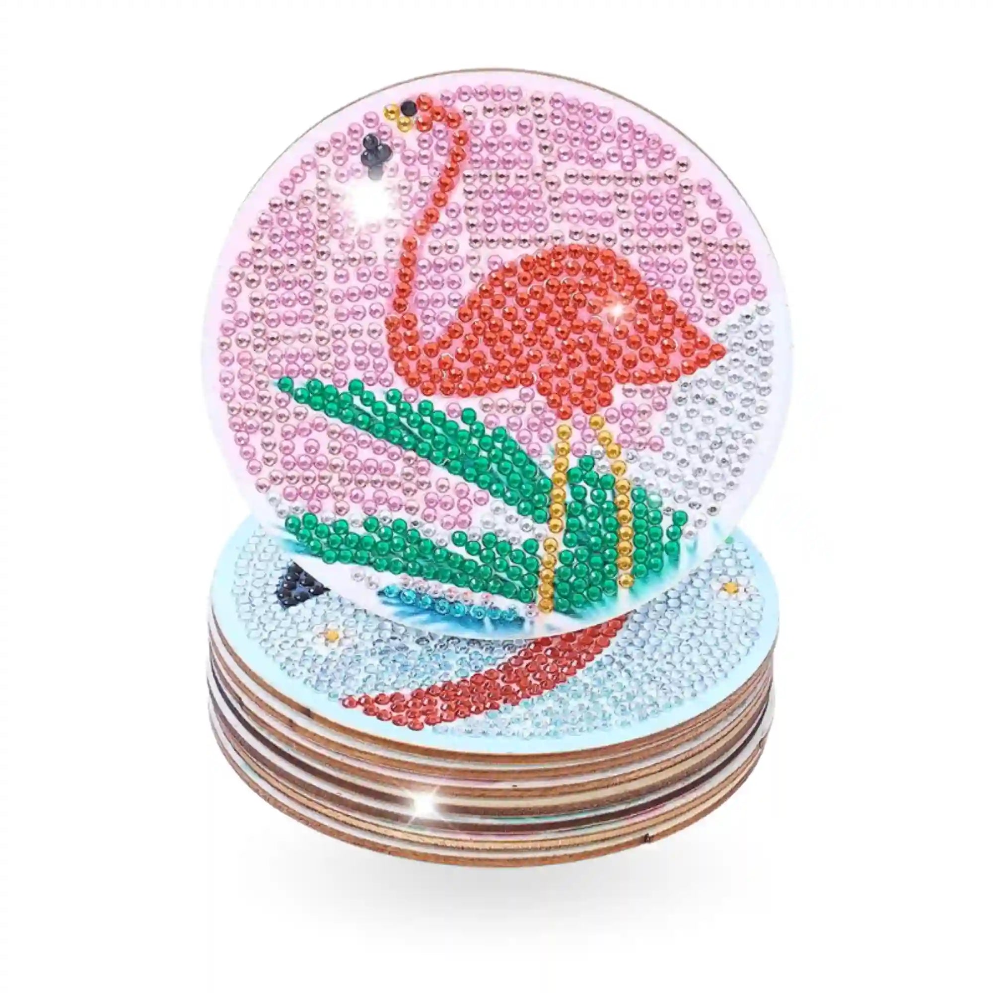 Diamond Painting - Coaster "Pink Flamingos"