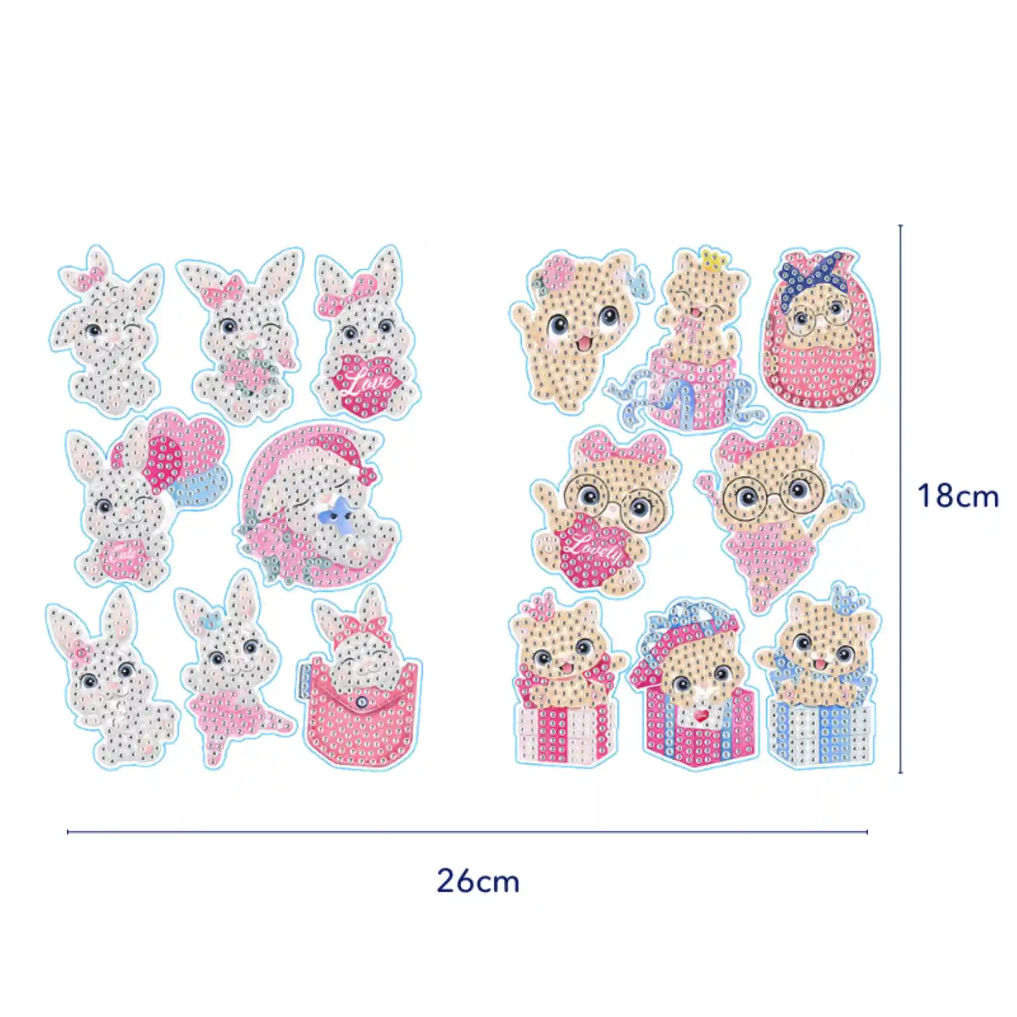 Diamond Painting Sticker Set XL - Lovely Animals