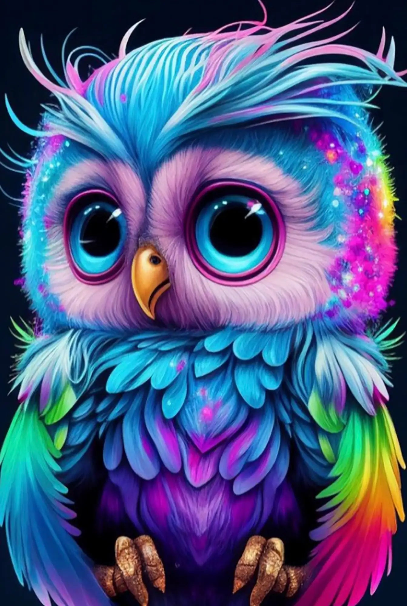 Diamond Painting – Little Colorful Owl in a Riot of Colors