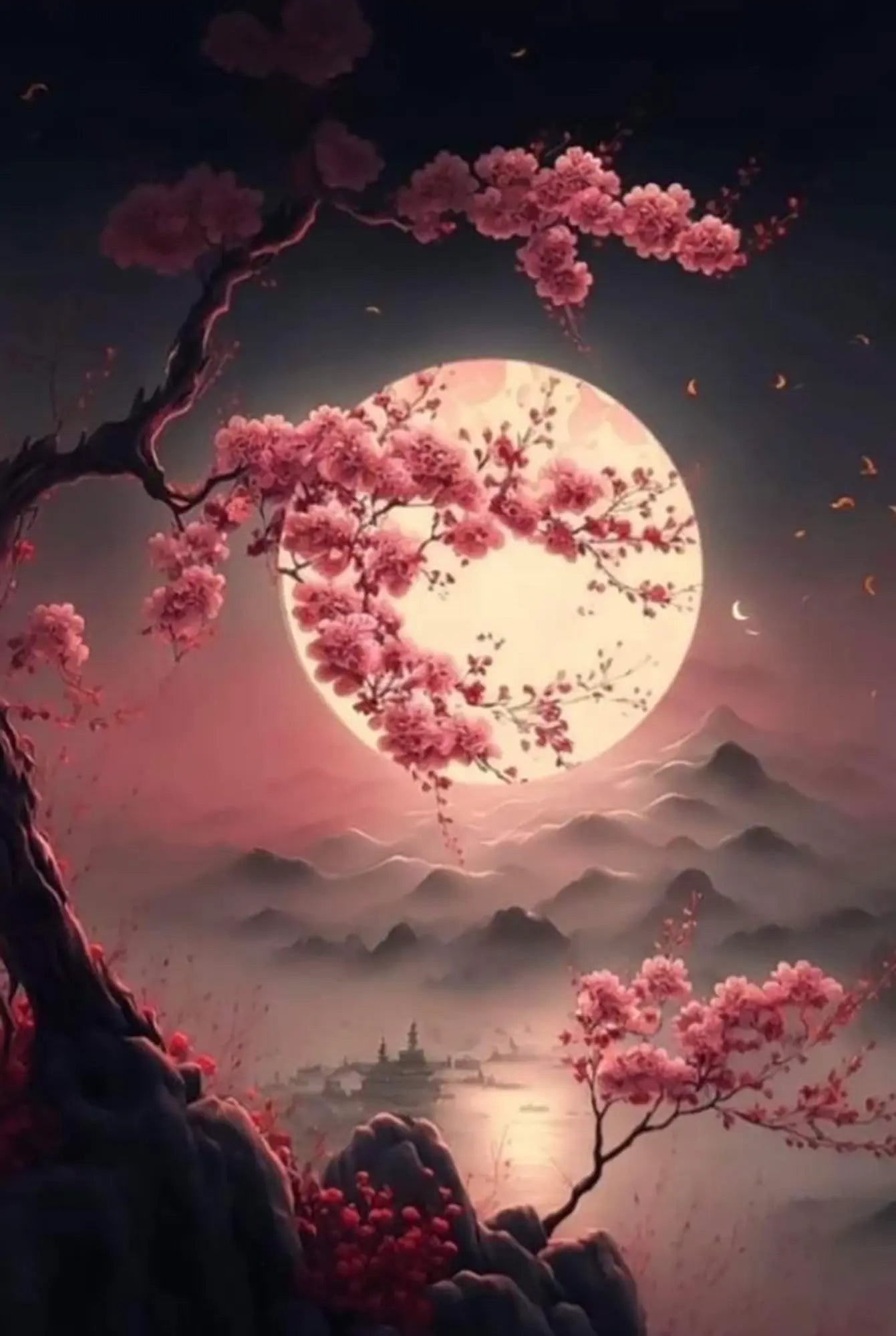 Diamond Painting Glow Picture Special – Cherry Blossoms in the Moonlight