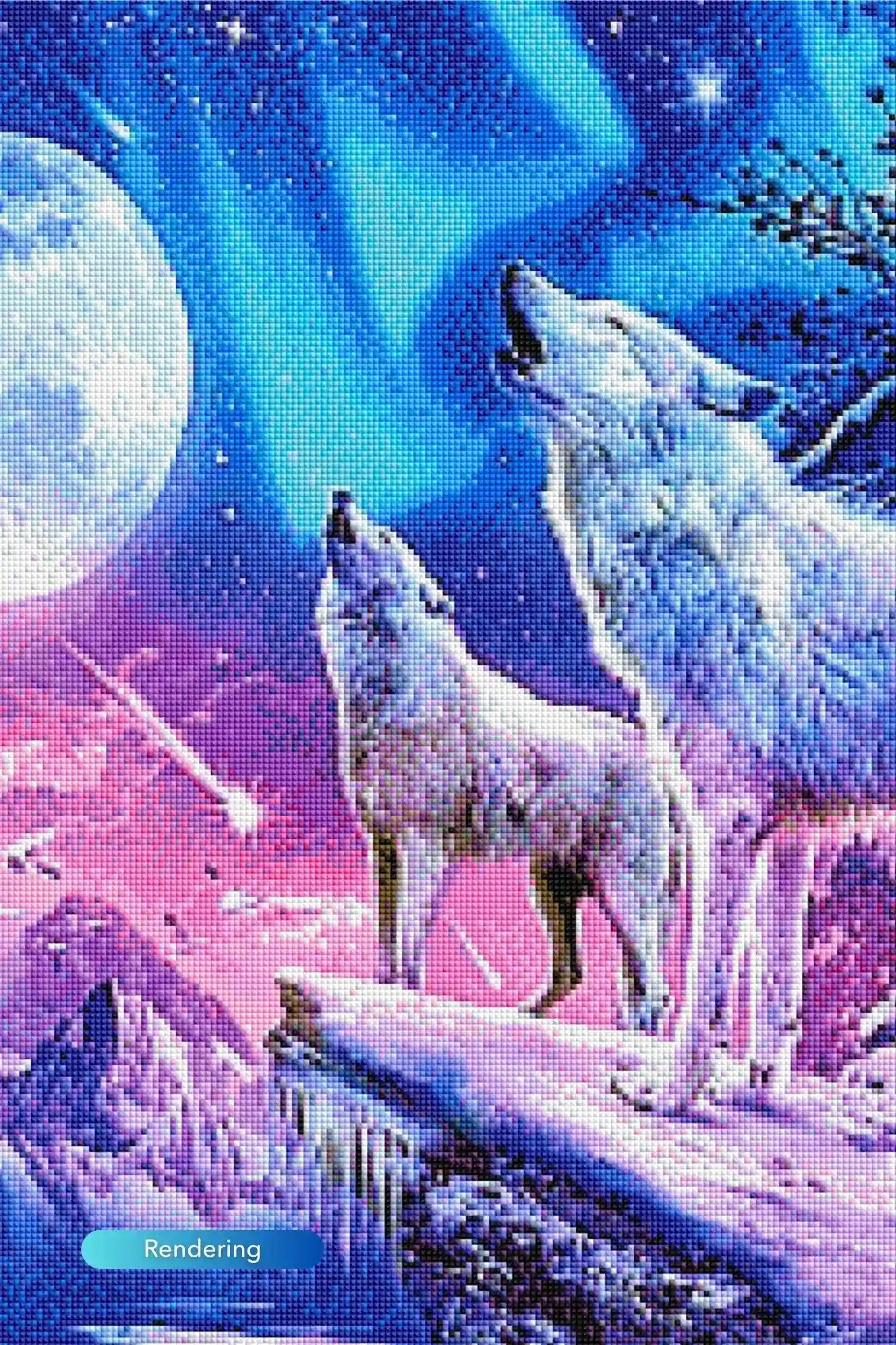Diamond Painting Glow Picture Special – White Wolves in Winterland
