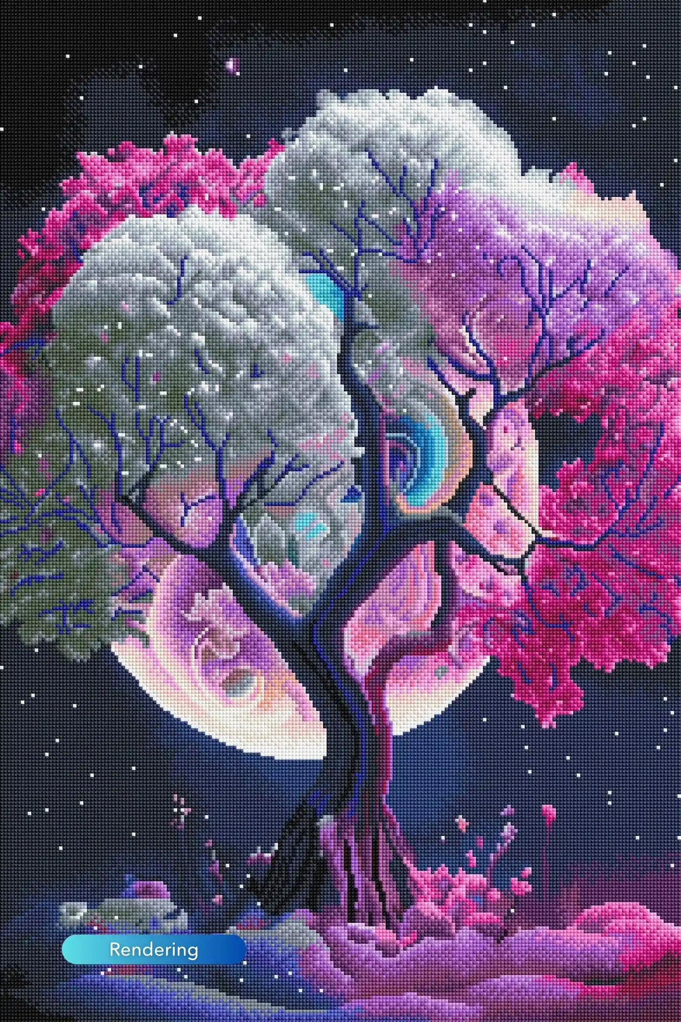 Diamond Painting Multi Special – Pink Tree at Night