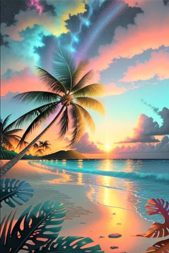 Palm Tree in the Colorful Evening Sky