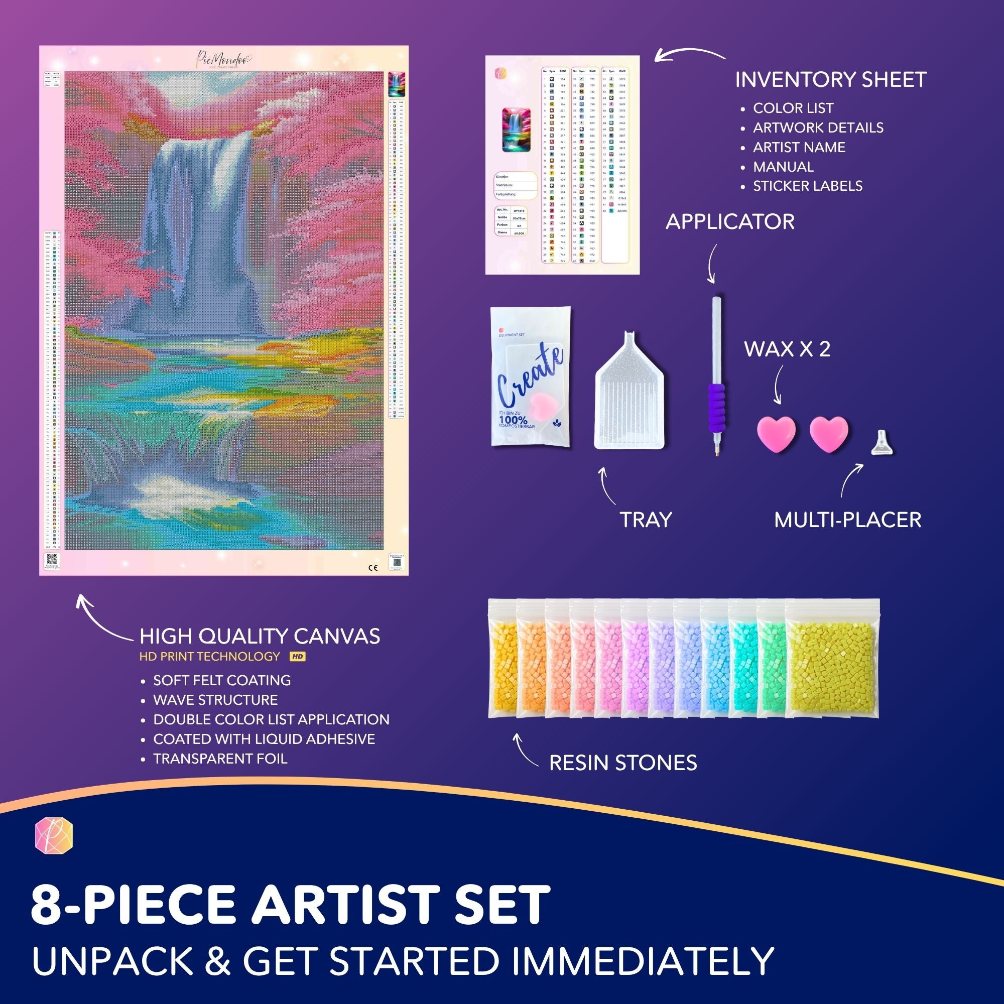 Diamond Painting - Cherry Blossoms by the Waterfall