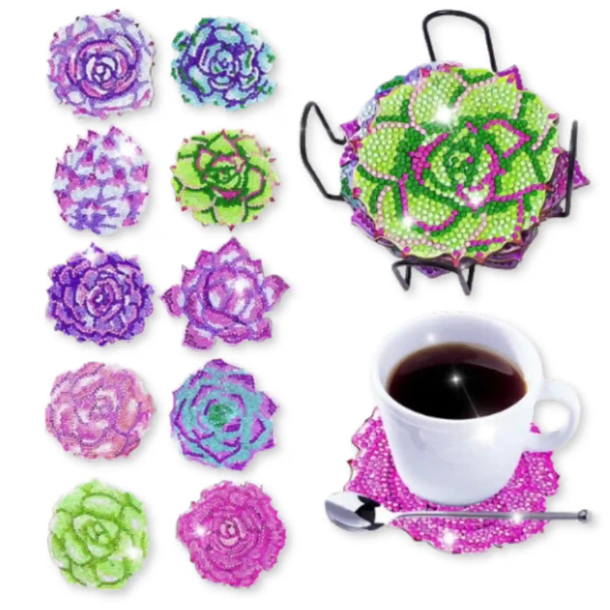 Diamond Painting - Coaster "Purple Flowers"