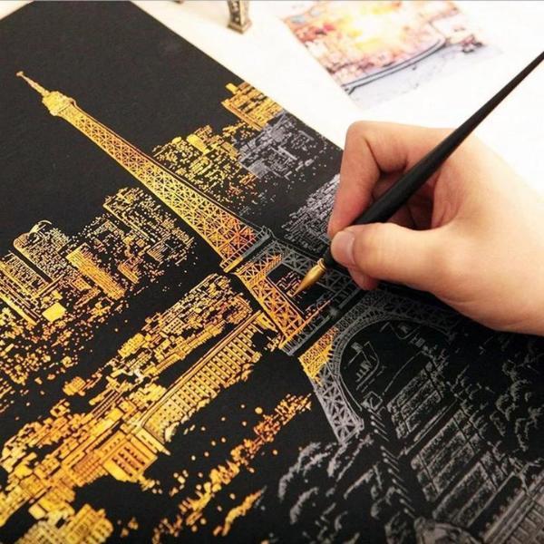 Scratch Painting – XL 4-Piece Set Cities II