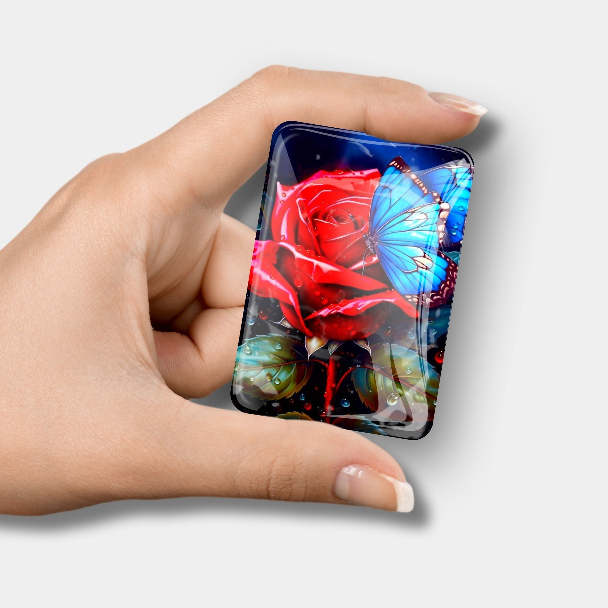 Cover Minder - Red Rose Meets Blue Butterfly