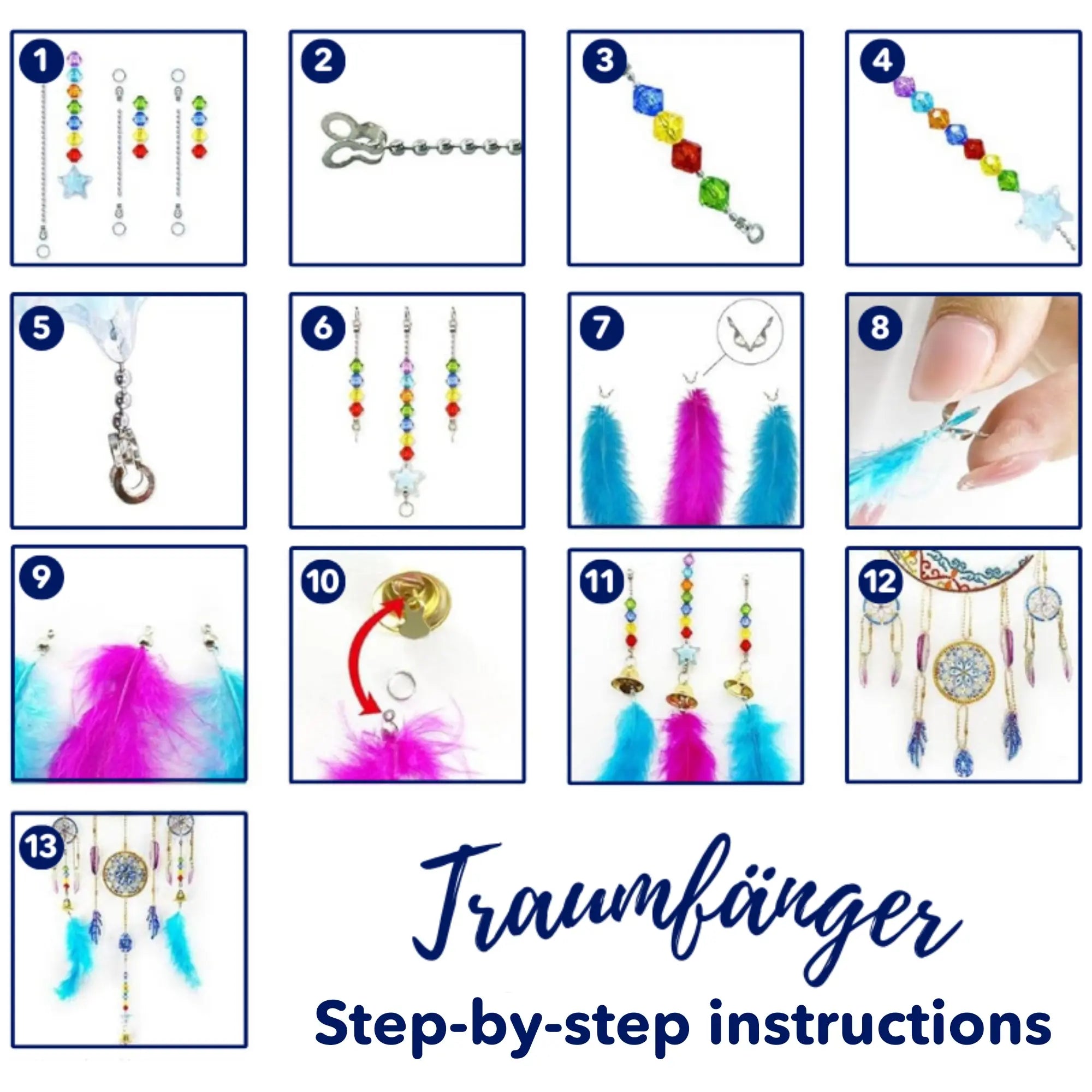 Diamond Painting Dreamcatcher XL - "Blue & Pink Dreams"