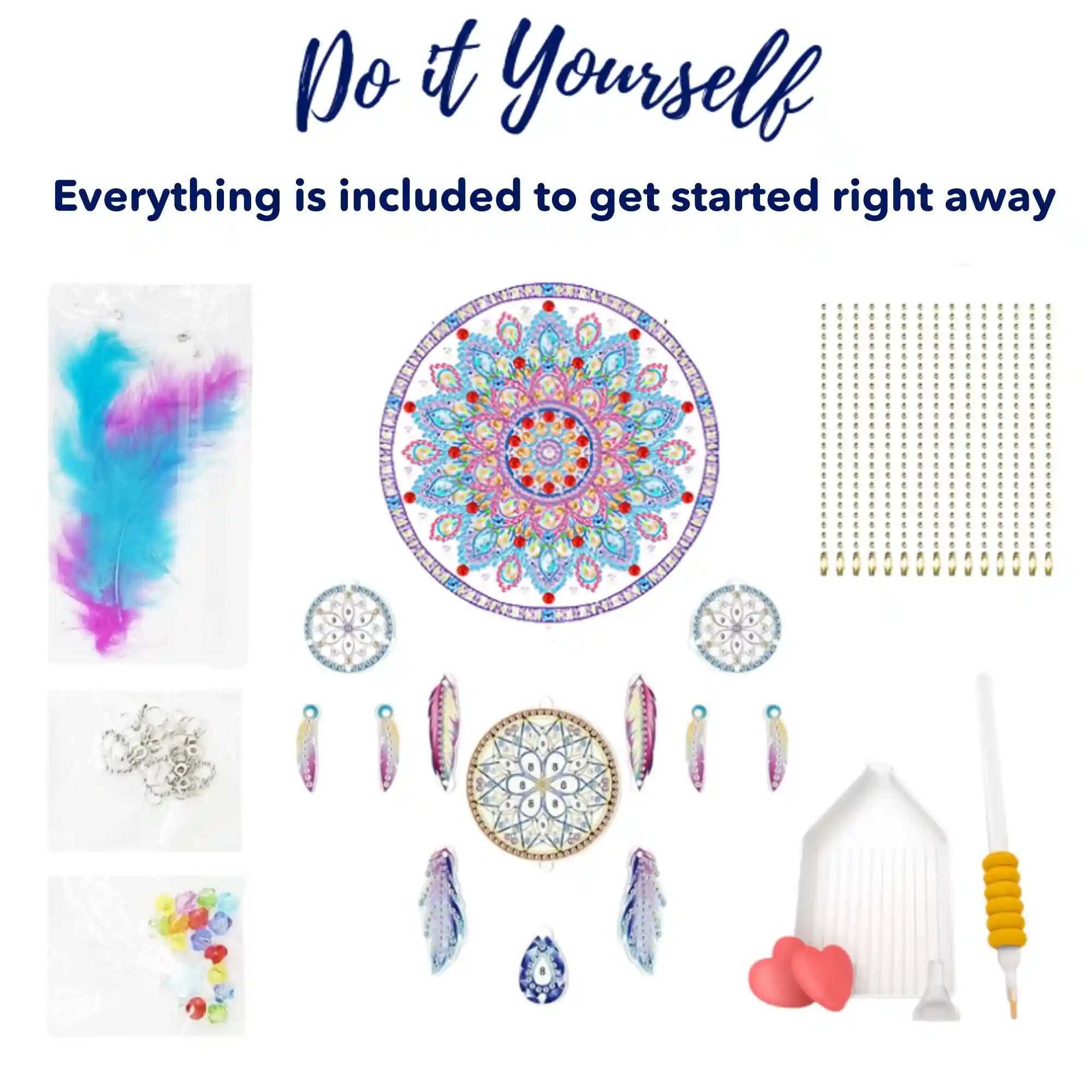 Diamond Painting Dreamcatcher XL - "Blue & Pink Dreams"