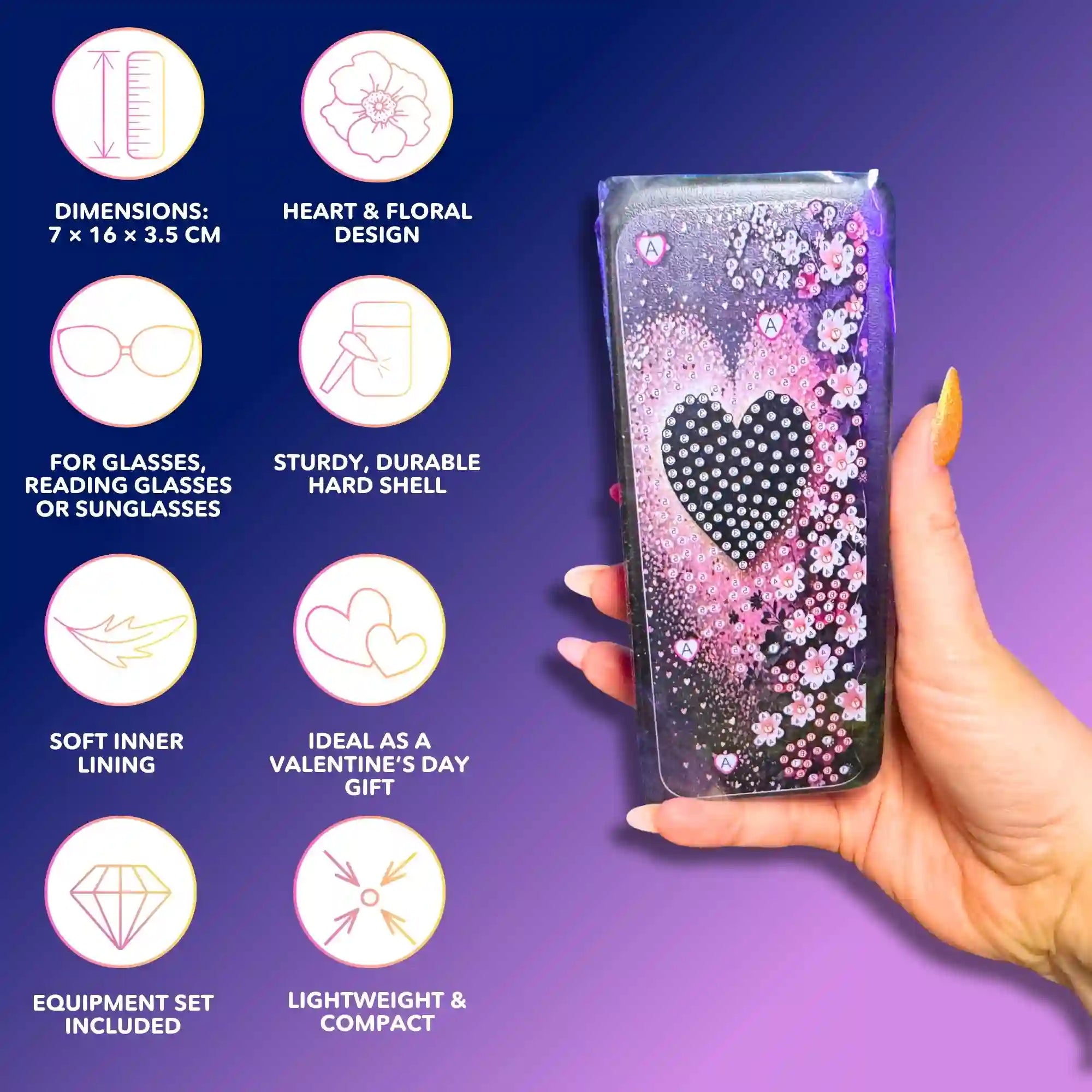 Diamond Painting Glasses Case – Heart