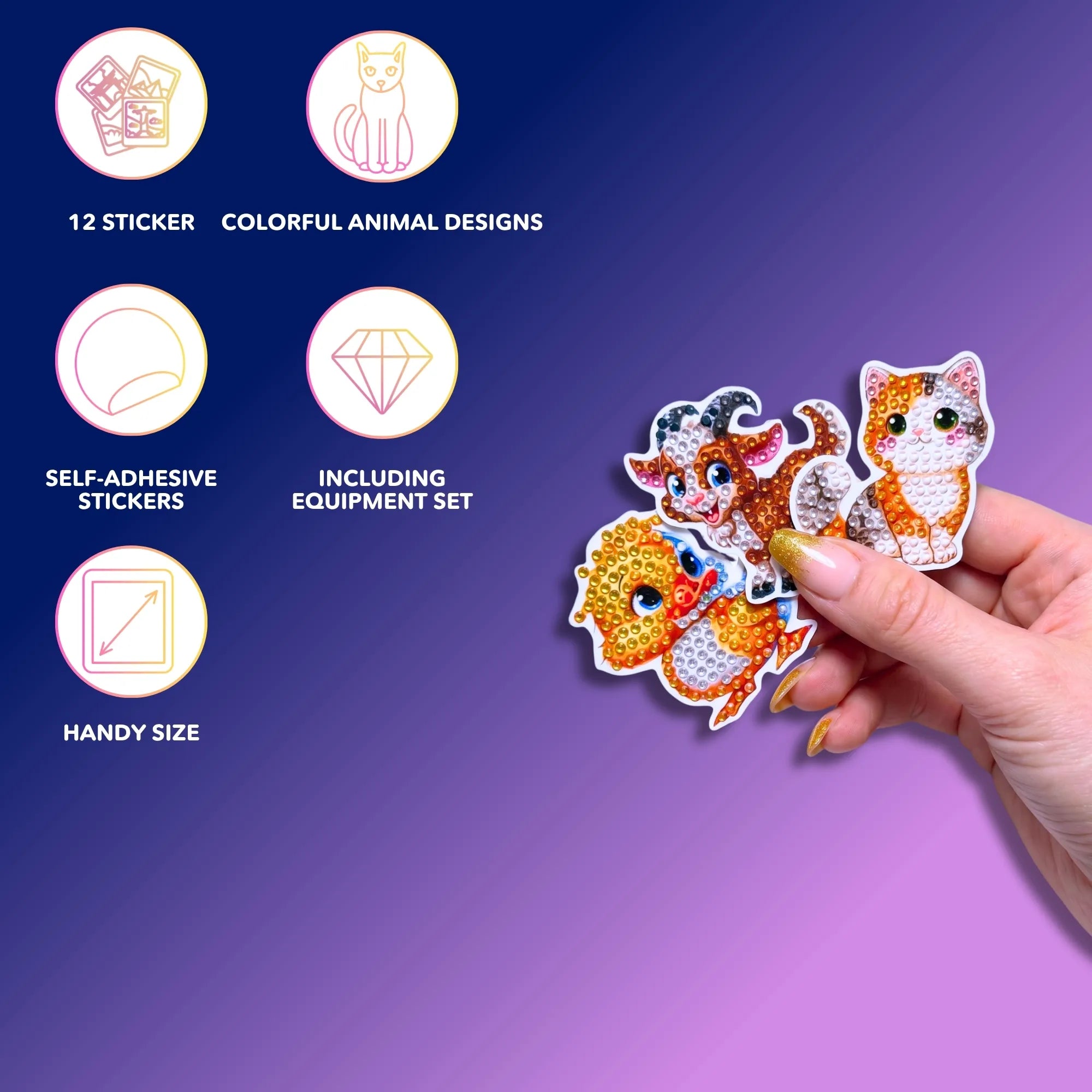 Diamond Painting Stickers - Cute Animals