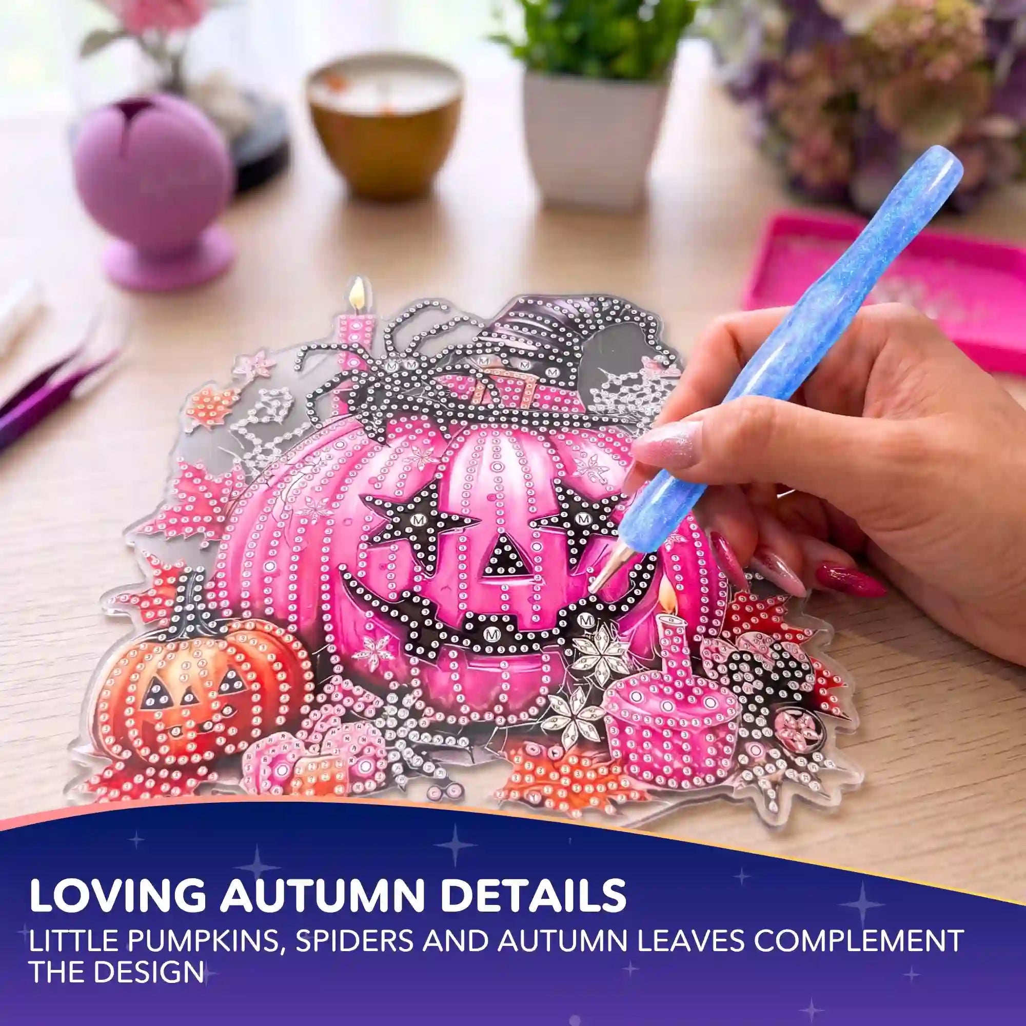 Diamond Painting – Pink Pumpkin Display Stand – Halloween