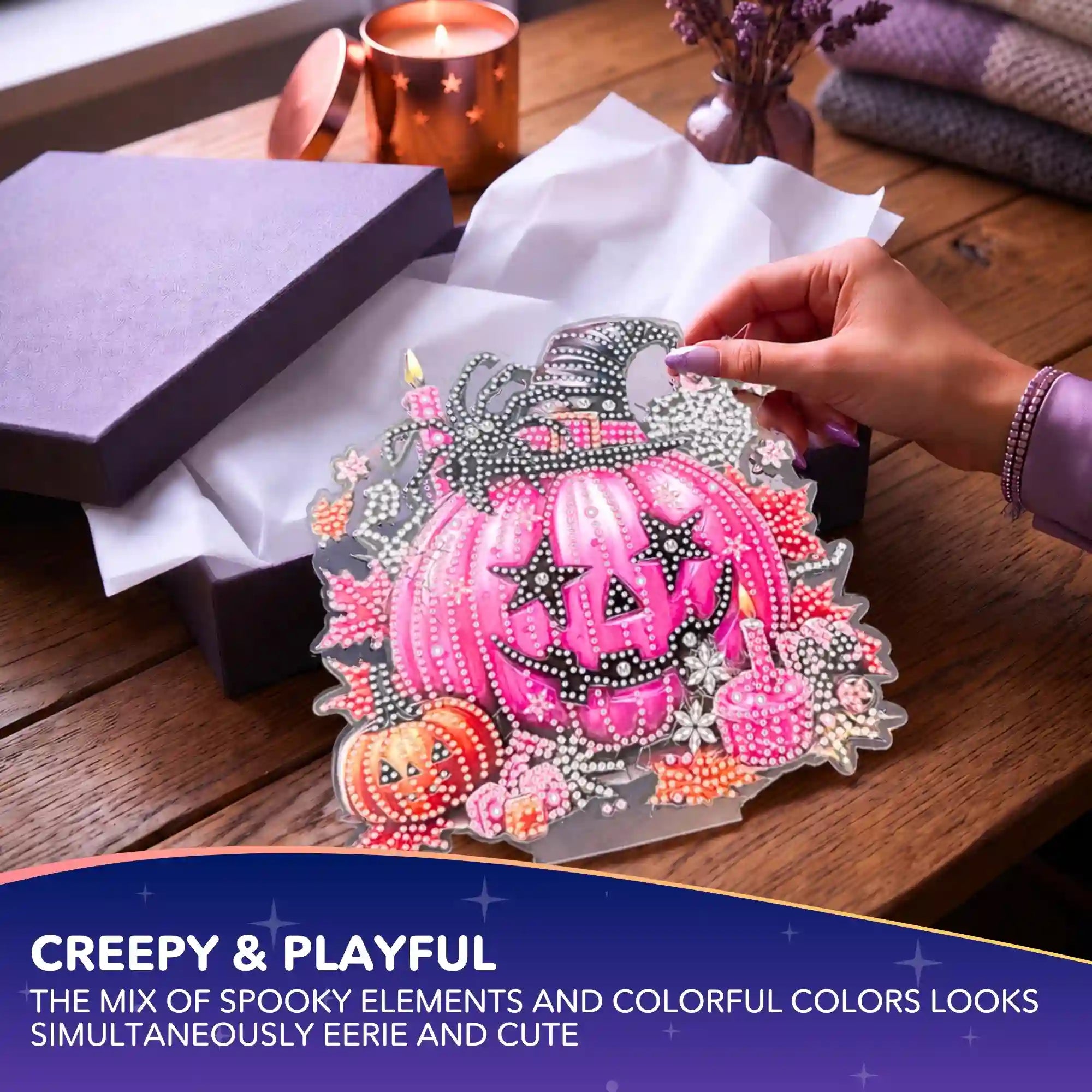 Diamond Painting – Pink Pumpkin Display Stand – Halloween