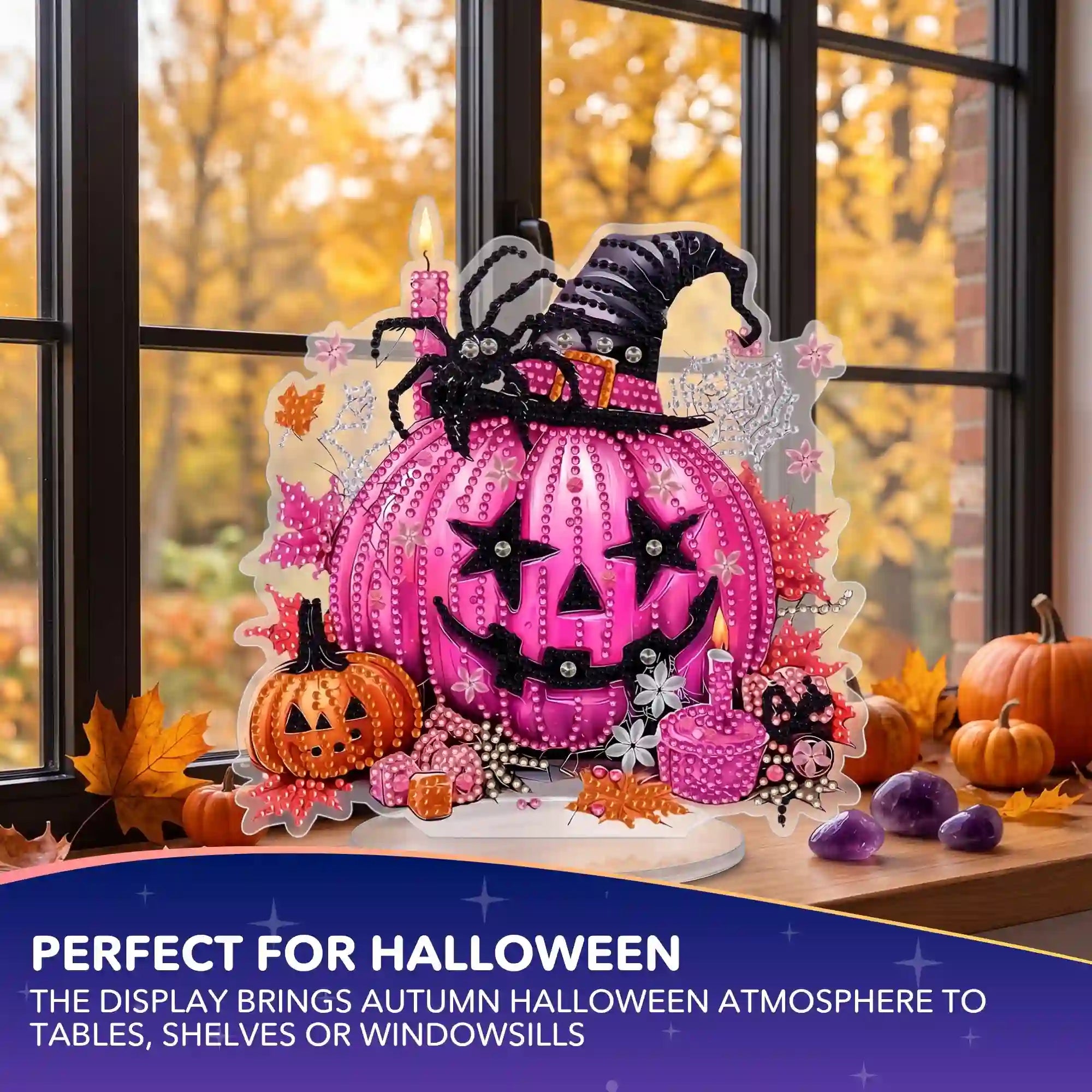 Diamond Painting – Pink Pumpkin Display Stand – Halloween