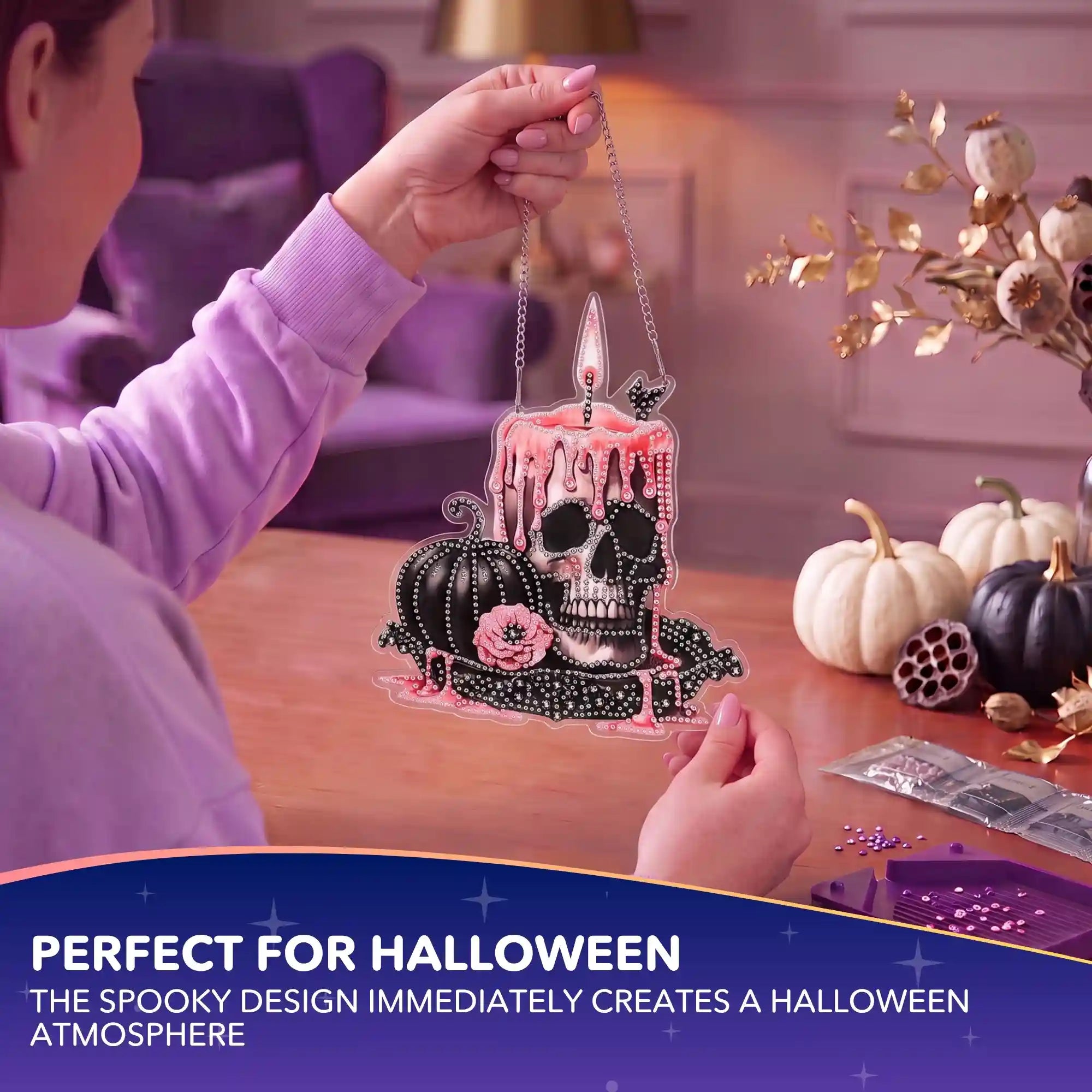 Diamond Painting Candle Hanger - Halloween