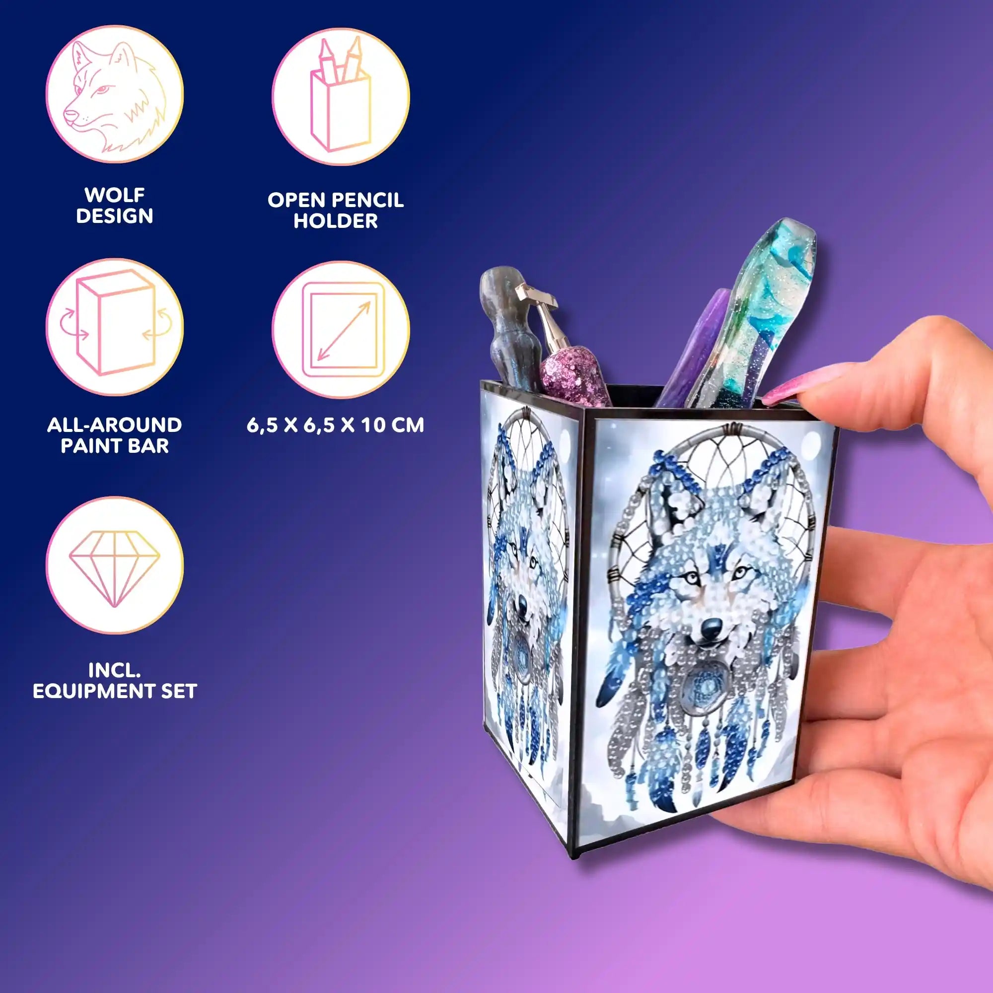 Diamond Painting – Pen Holder Wolf