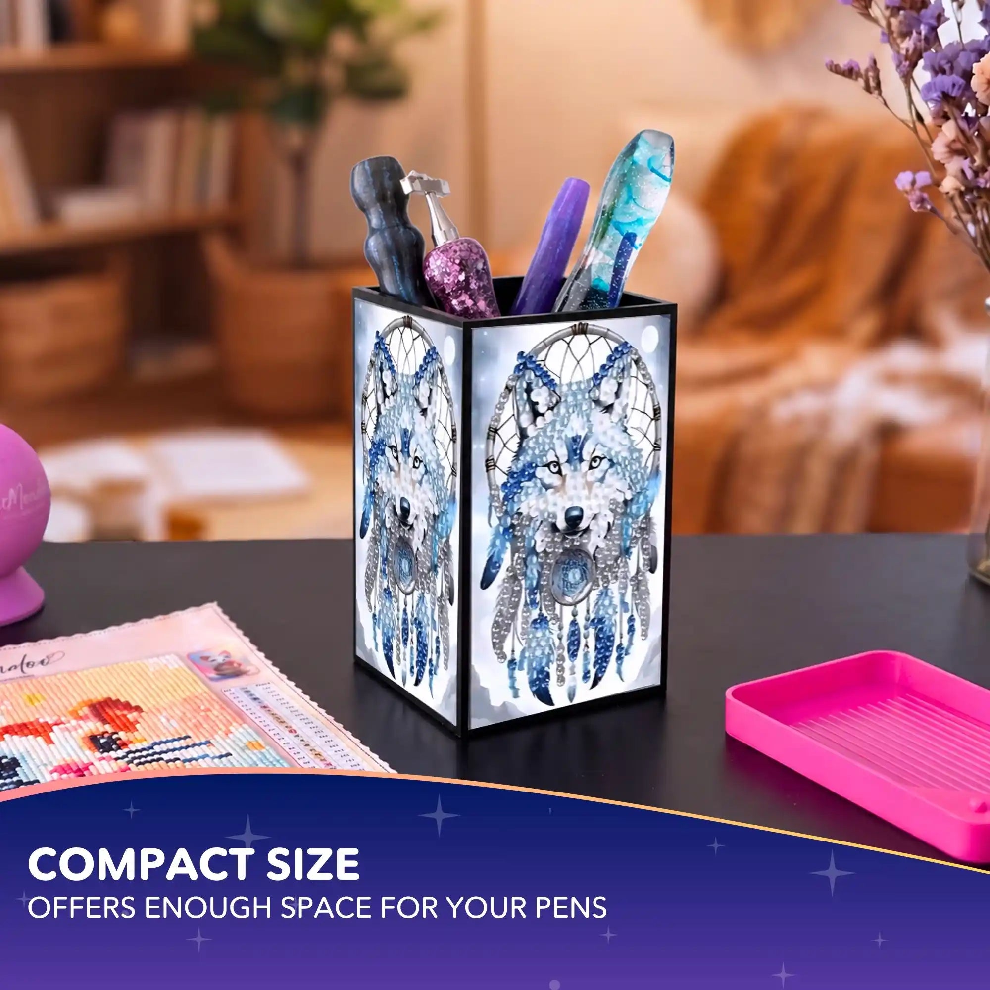 Diamond Painting – Pen Holder Wolf