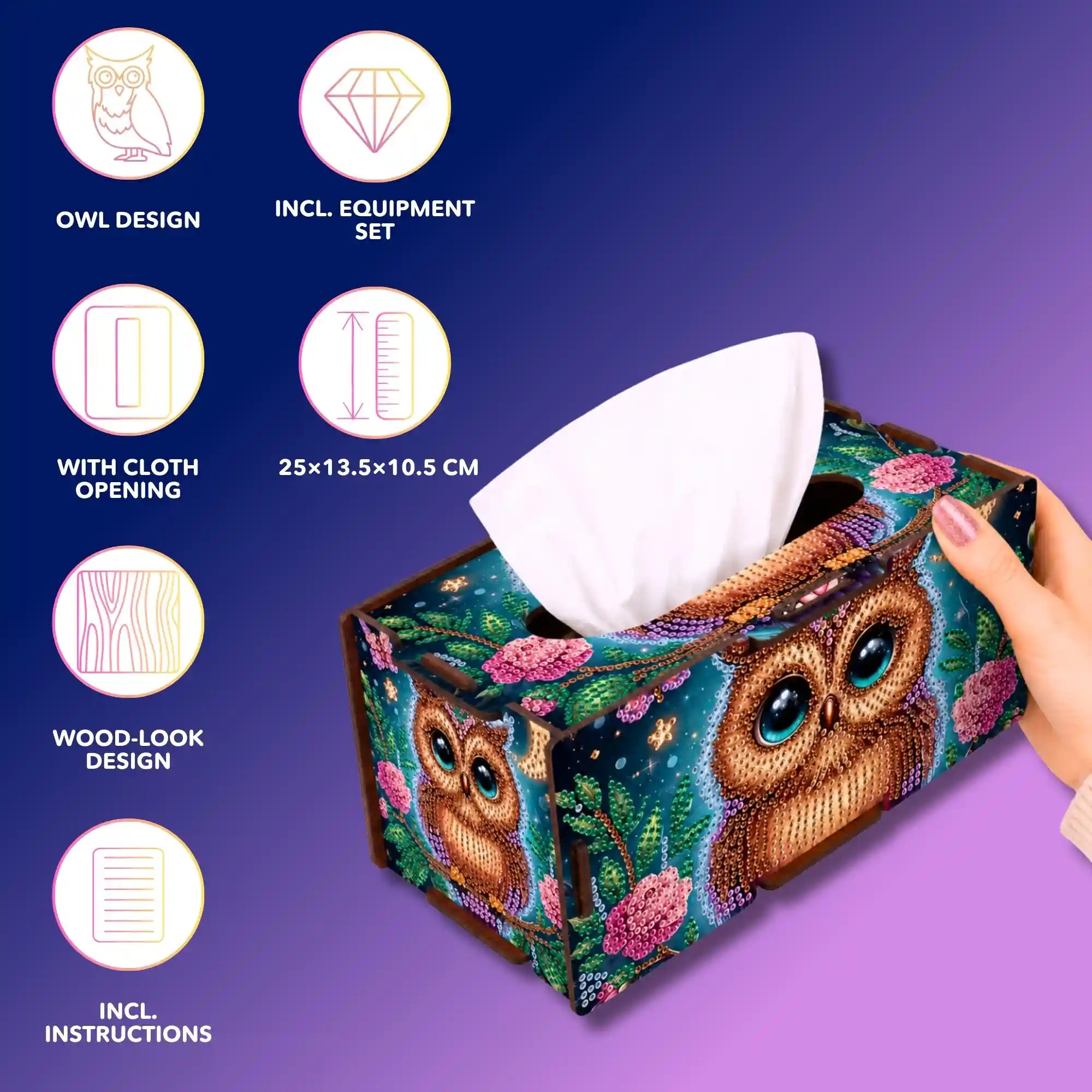 Diamond Painting – Tissue Box Owl