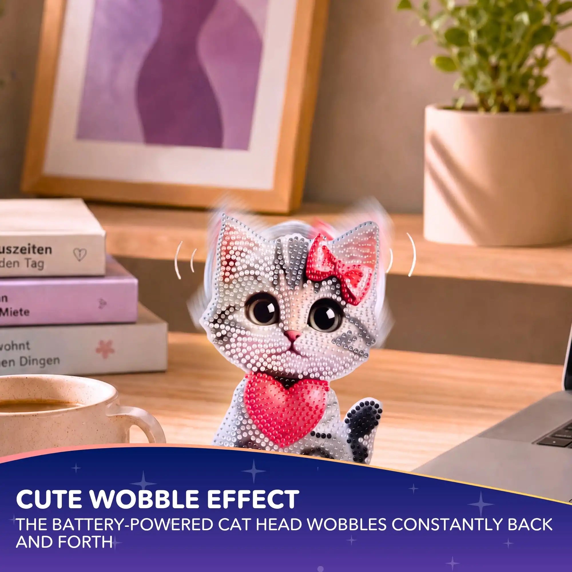 Diamond Painting – Wobbly Cat Display Stand with Heart
