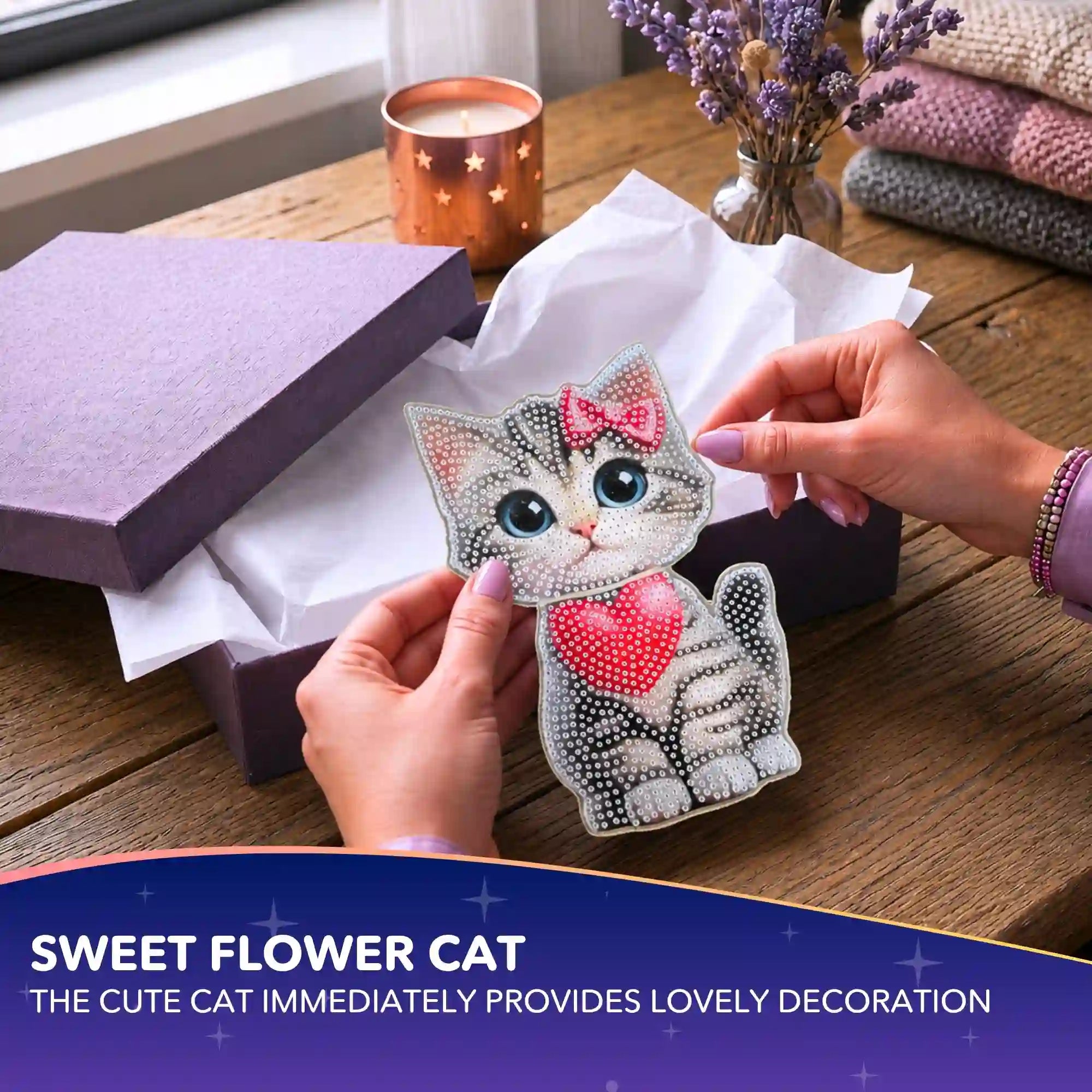 Diamond Painting – Wobbly Cat Display Stand with Heart