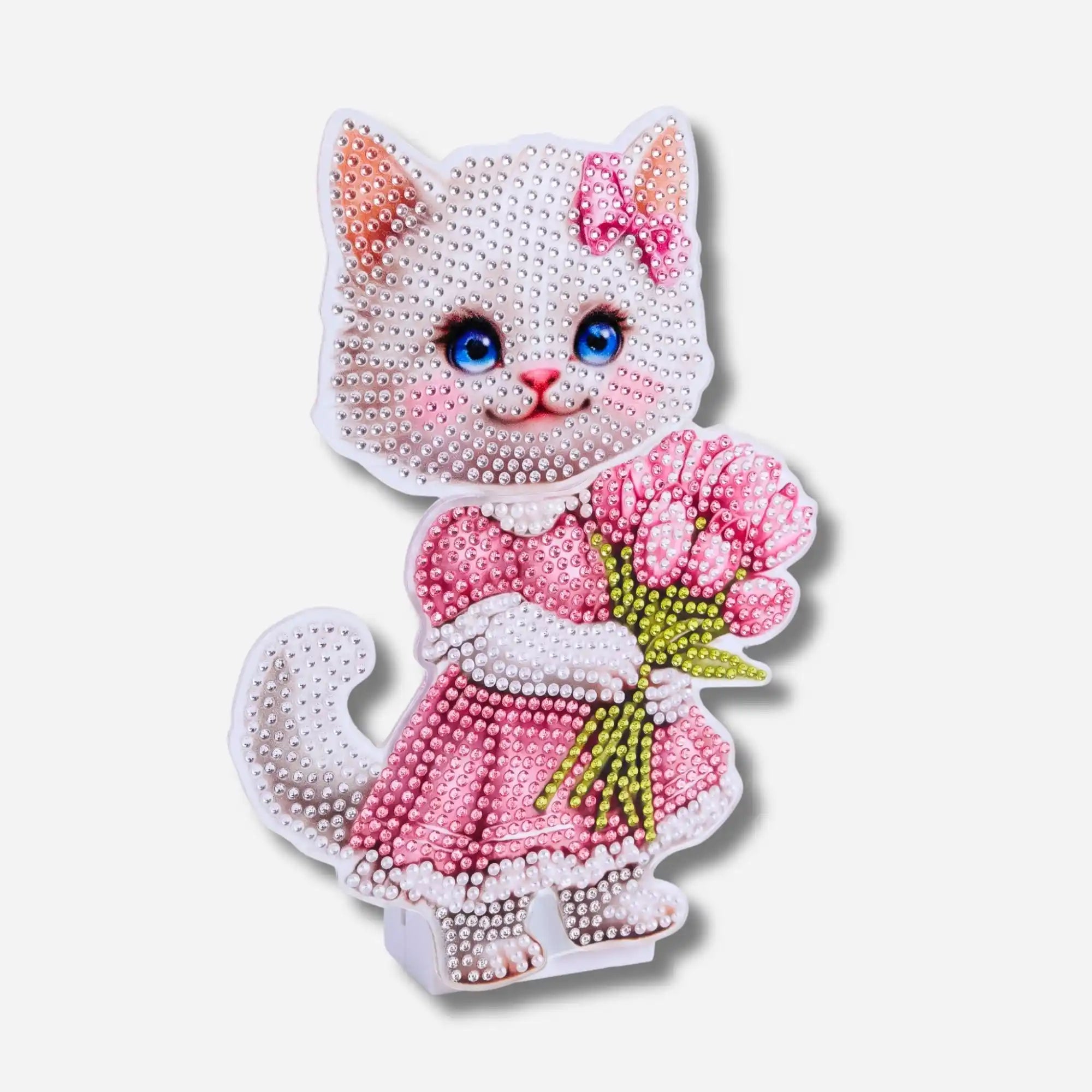 Diamond Painting – Wobbly Cat Display Stand with Bouquet