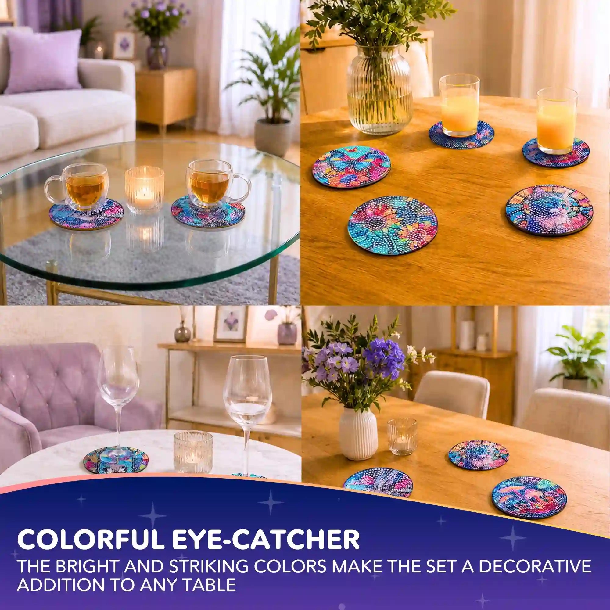 Diamond Painting – Coasters Colorful Animal World