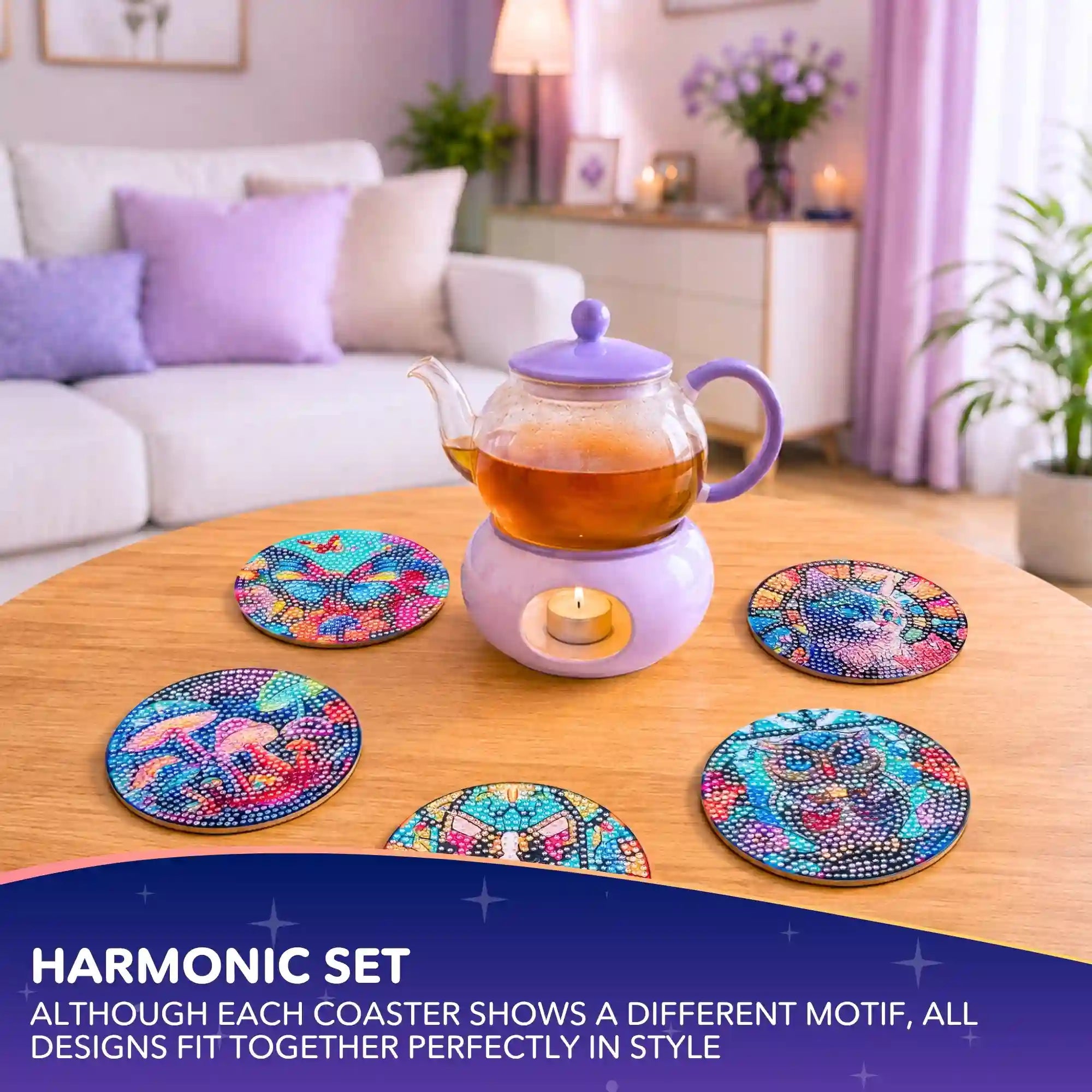 Diamond Painting – Coasters Colorful Animal World
