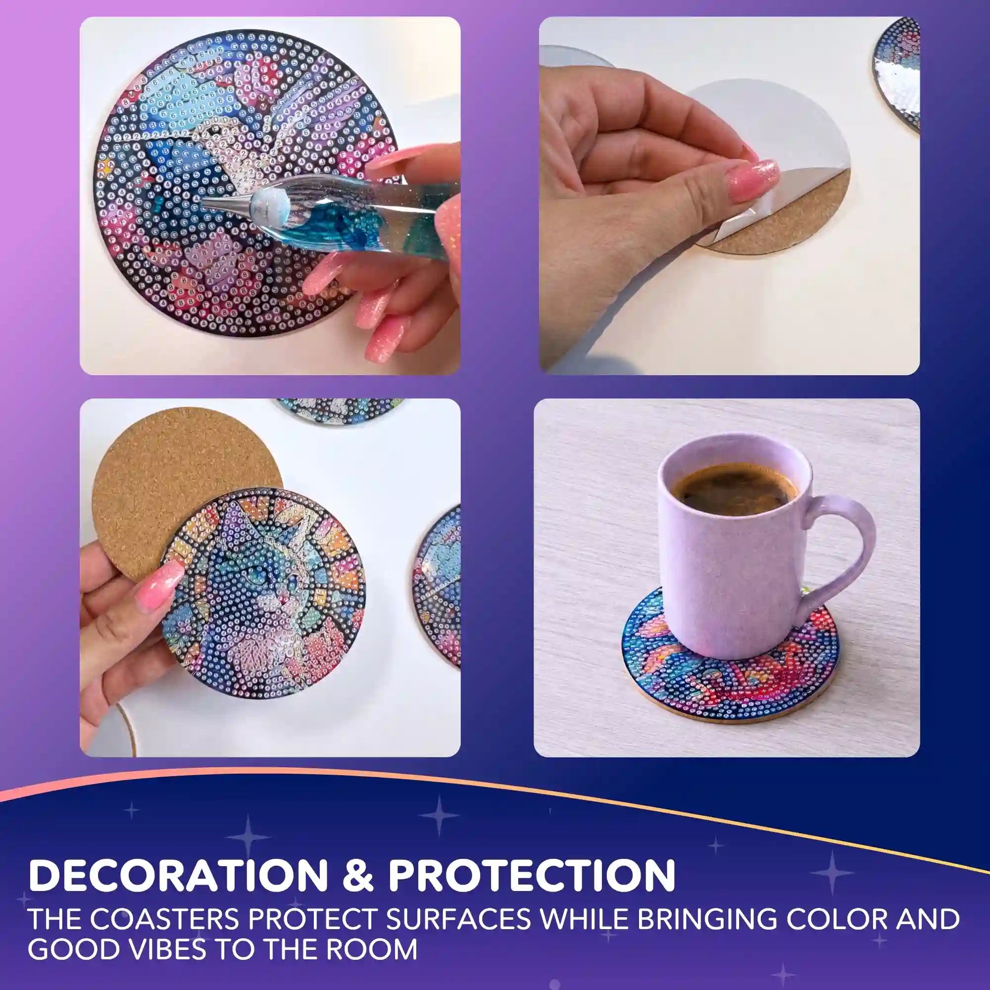 Diamond Painting – Coasters Colorful Animal World