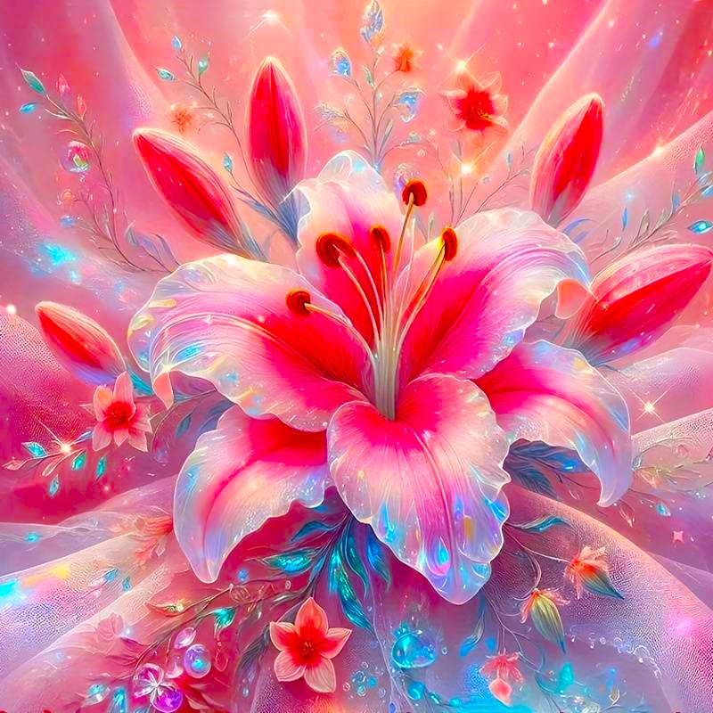 Diamond Painting - Delicate Lily in Soft Pink