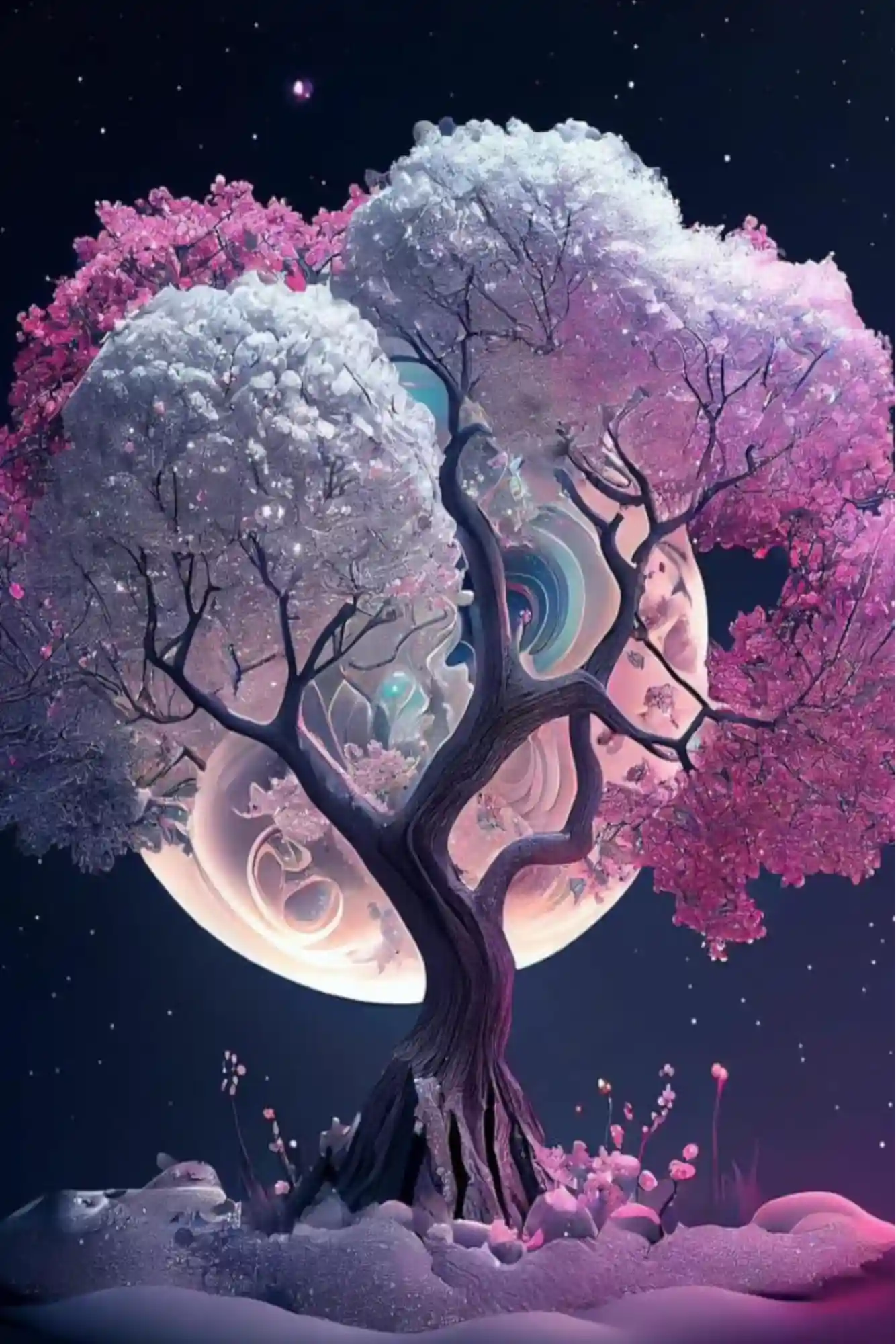 Diamond Painting Multi Special – Pink Tree at Night