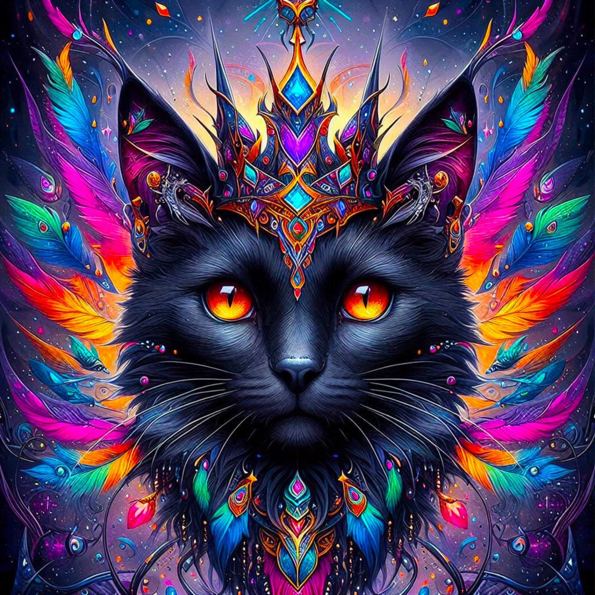 Diamond Painting - Mystical color splash Cat
