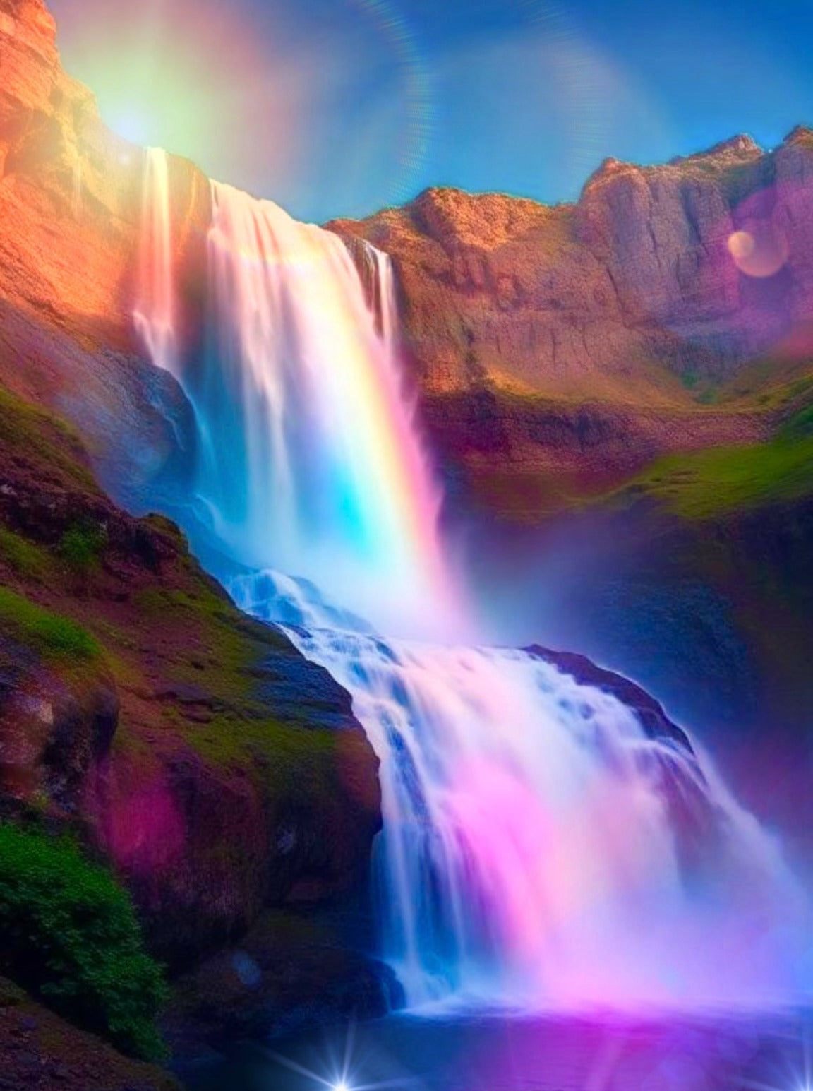 Diamond Painting - Glow of the Waterfall
