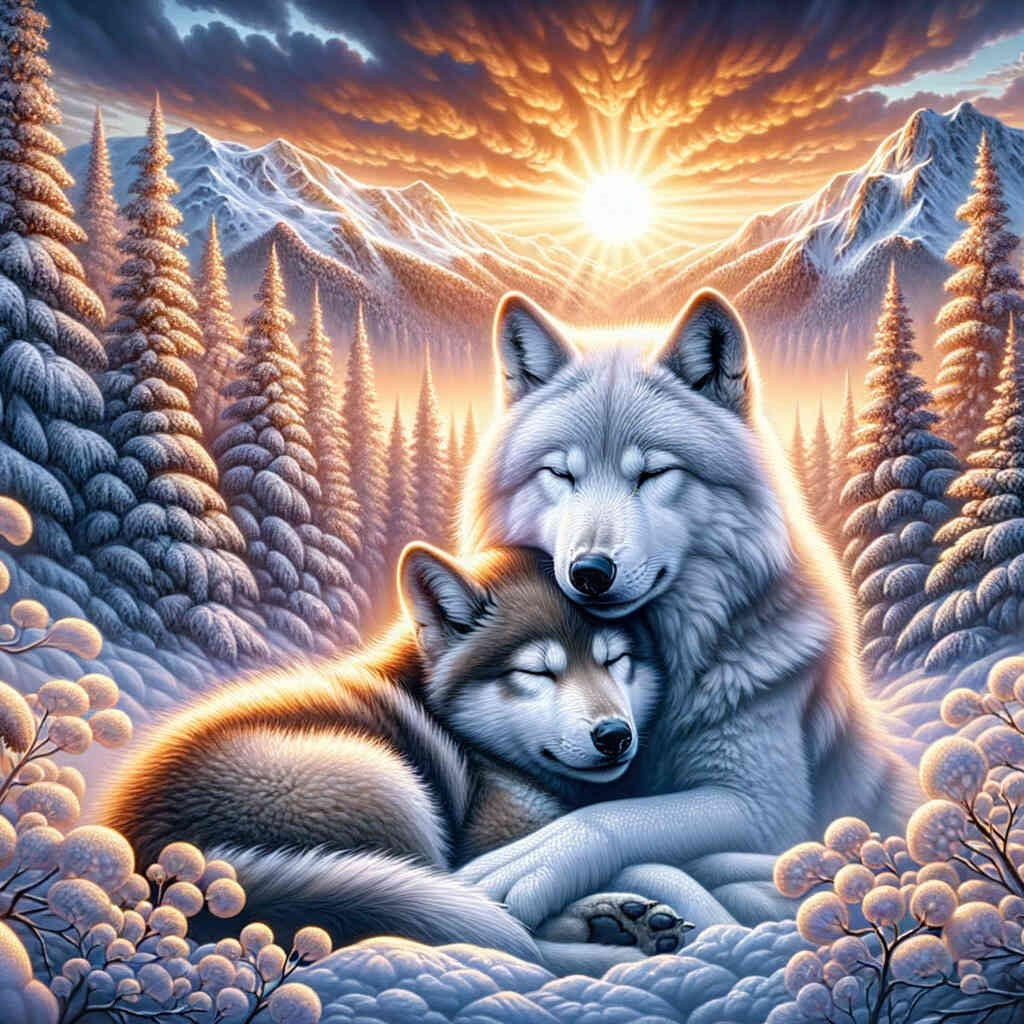 Diamond Painting - Wolf Love at Sunrise