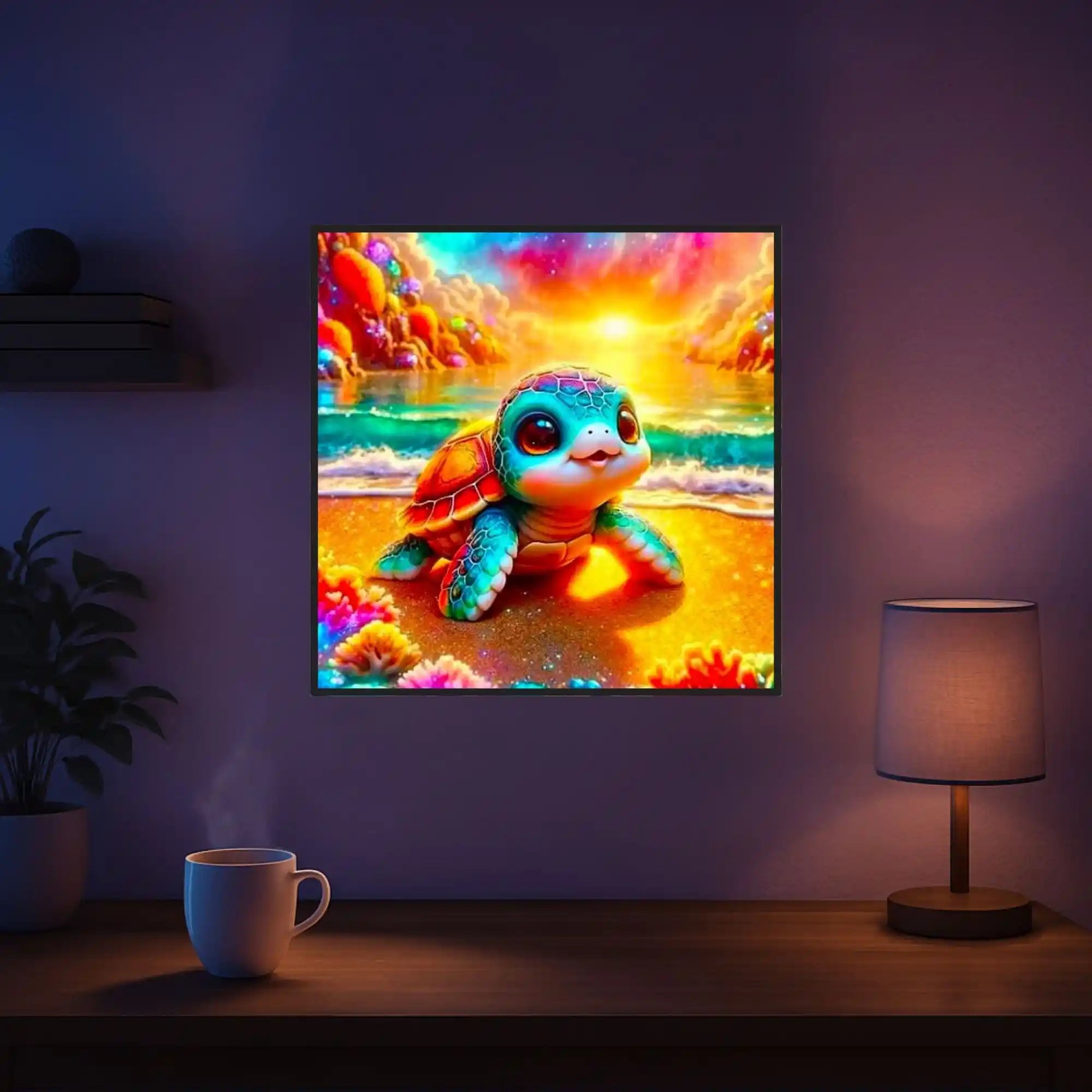 Diamond Painting 100 Colors Special – Turtle on Sparkling Beach