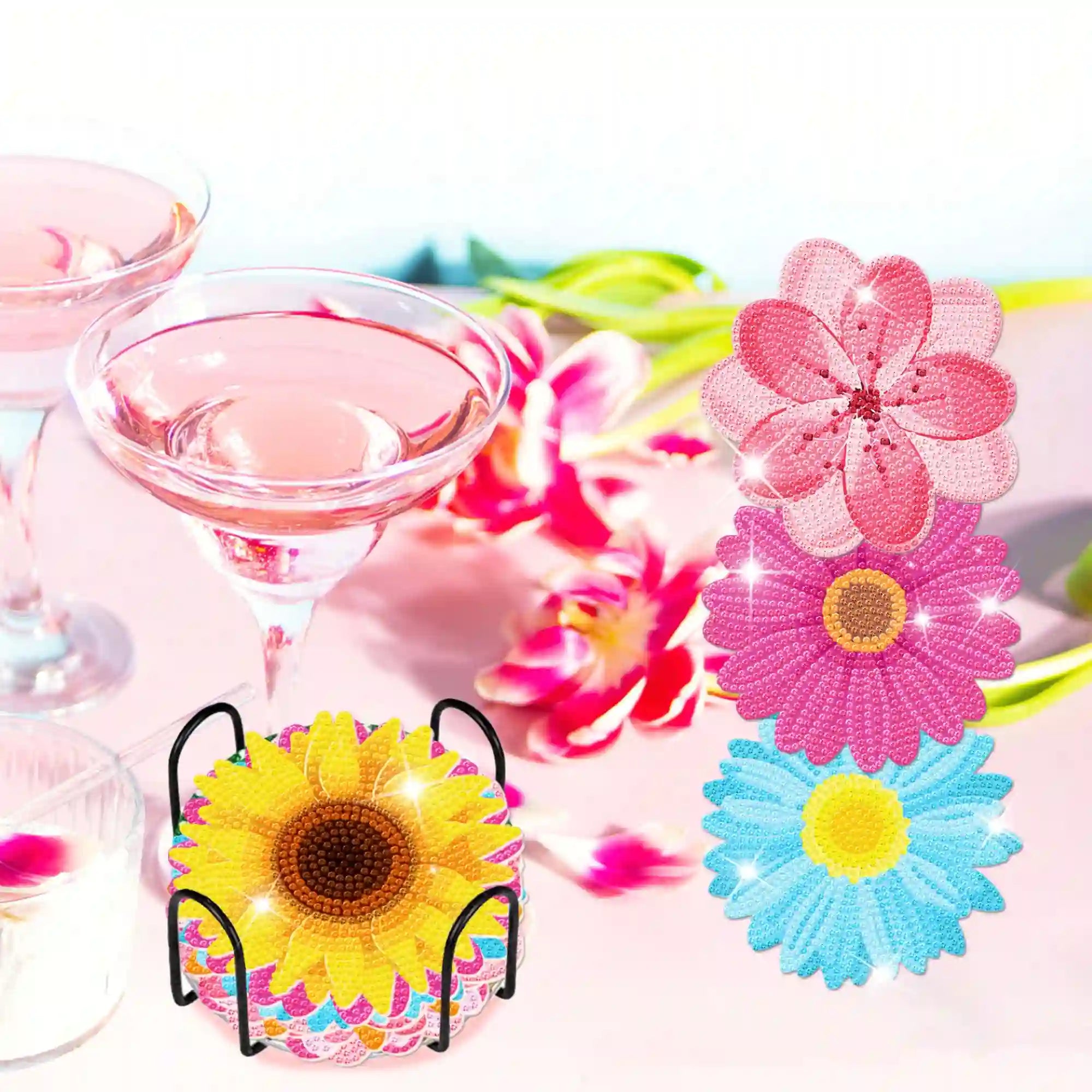 Diamond Painting - Coaster "Colorful Flower Meadow"