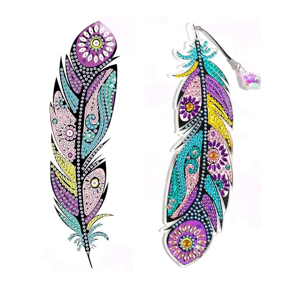 Diamond Painting Bookmark "Colorful Feathers" 2-Piece Set