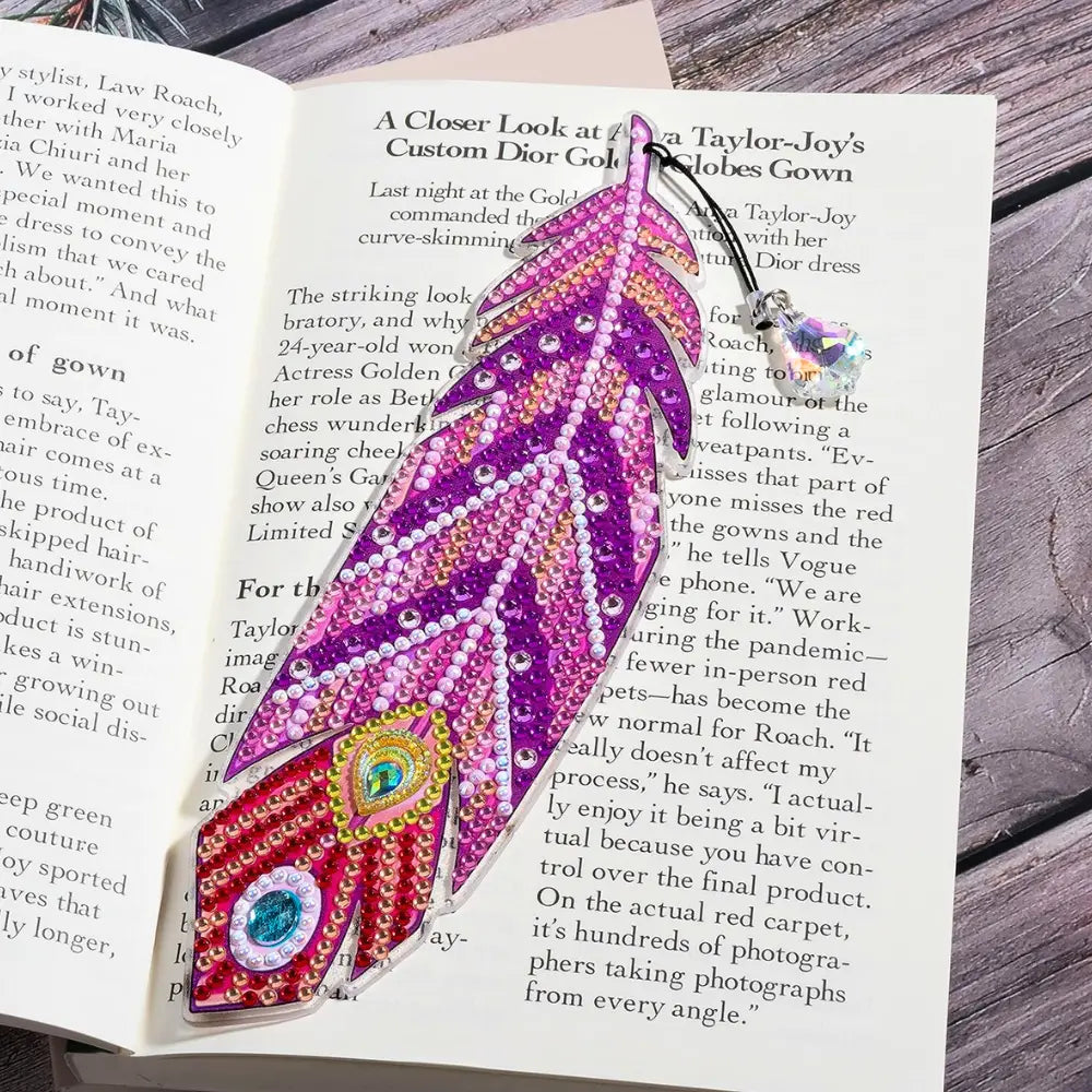 Diamond Painting Bookmark "Colorful Feathers" 2-Piece Set