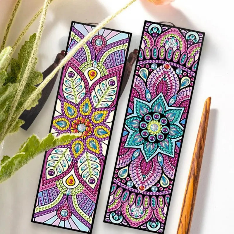 Diamond Painting Bookmark “Mandala & Flowers” 2-Piece Set